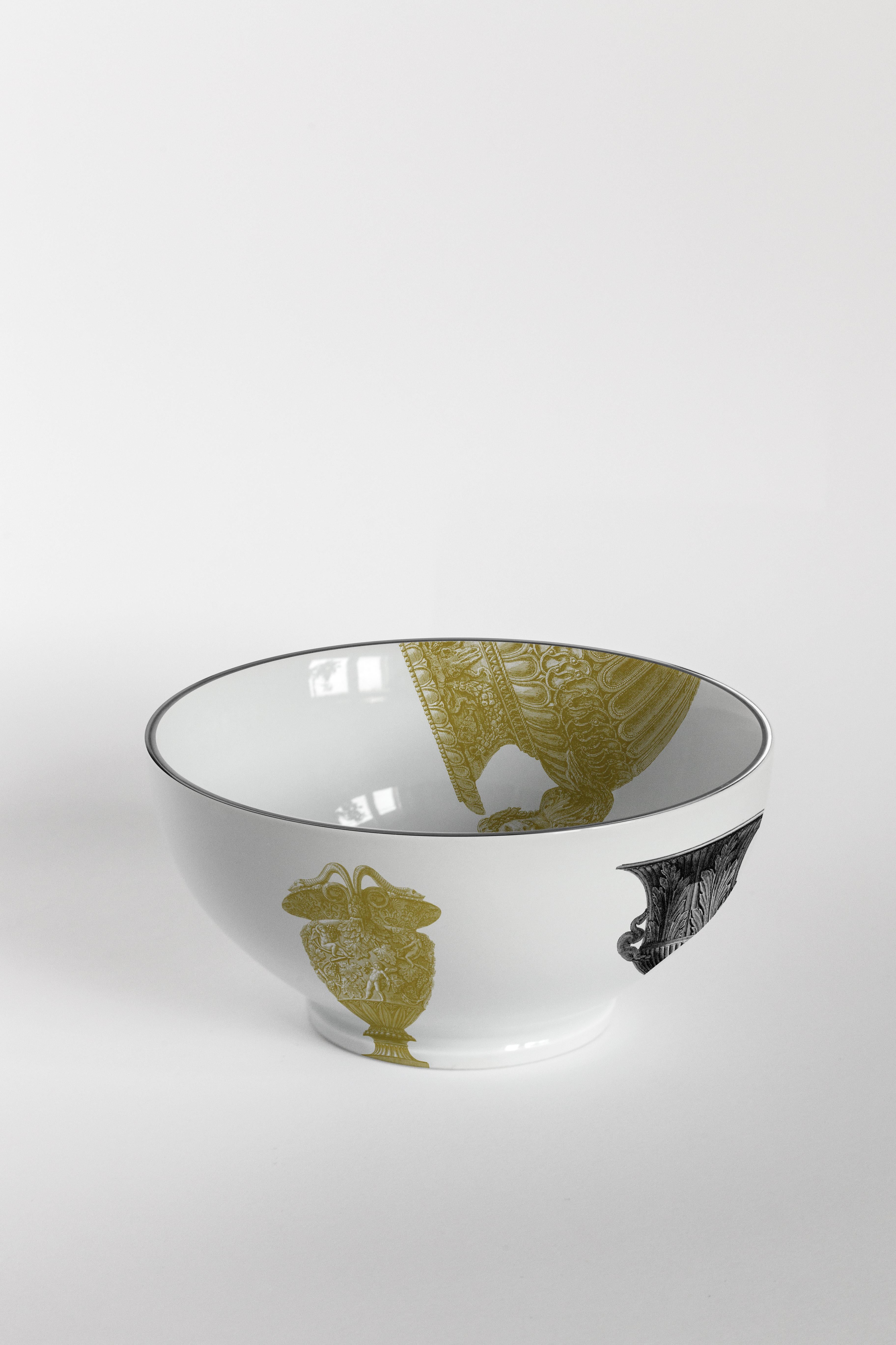 Roma, Six Contemporary Porcelain bowls with Decorative Design In New Condition For Sale In Milano, Lombardia