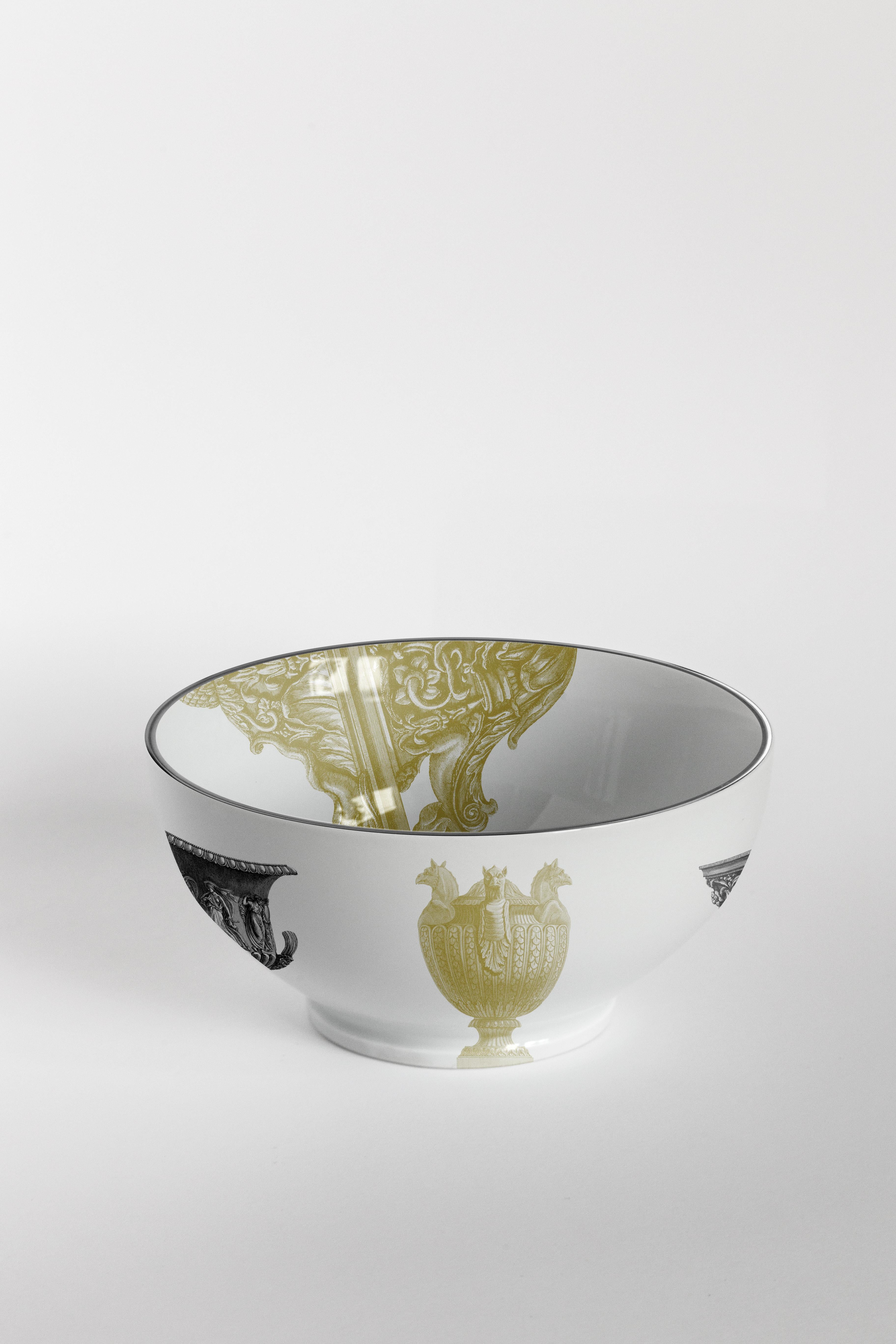 Roma, Six Contemporary Porcelain bowls with Decorative Design For Sale 3