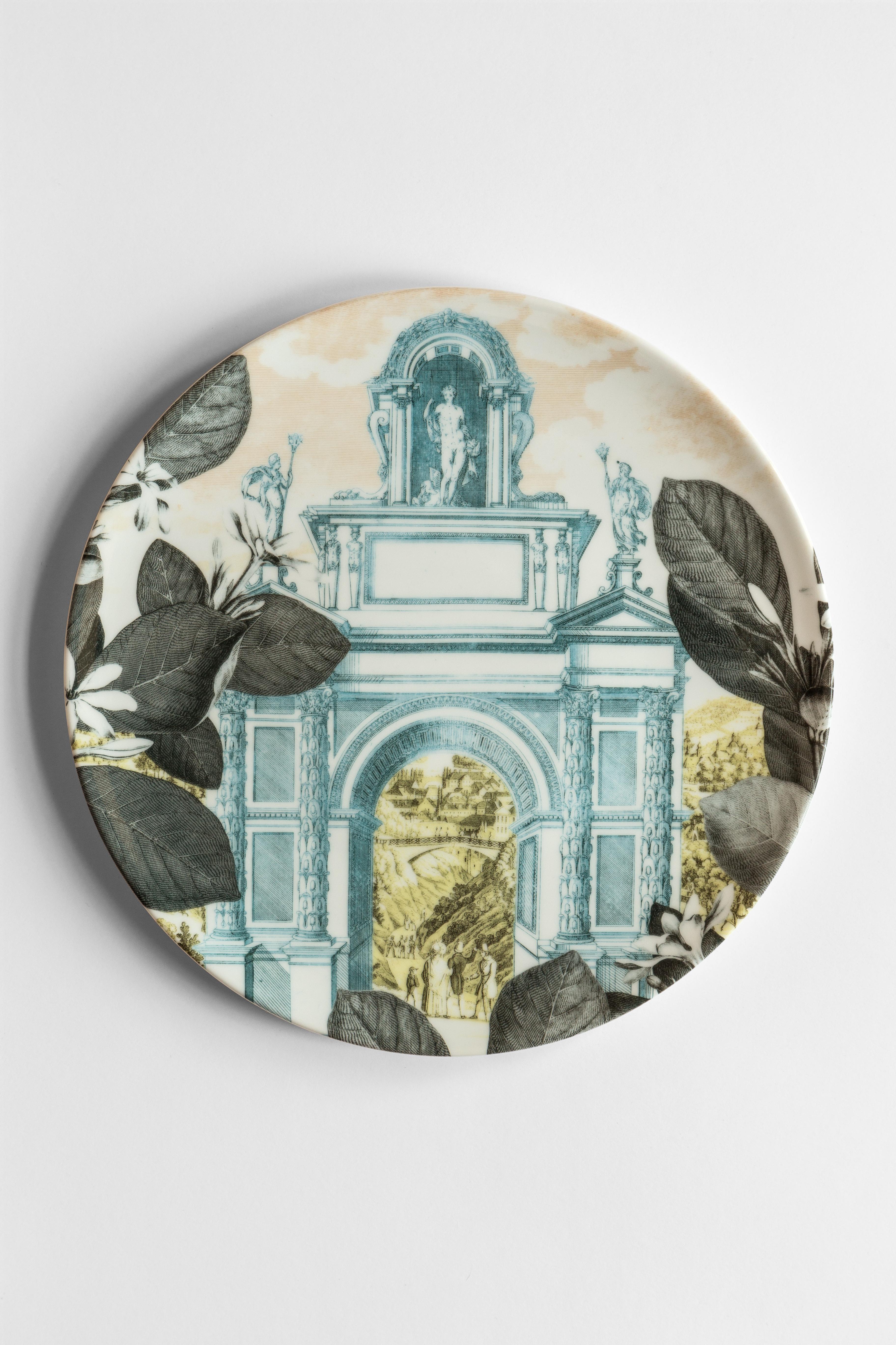 Mediterraneo:: six assiettes plates contemporaines en porcelaine avec motif décoratif Neuf - En vente à Milano, Lombardia