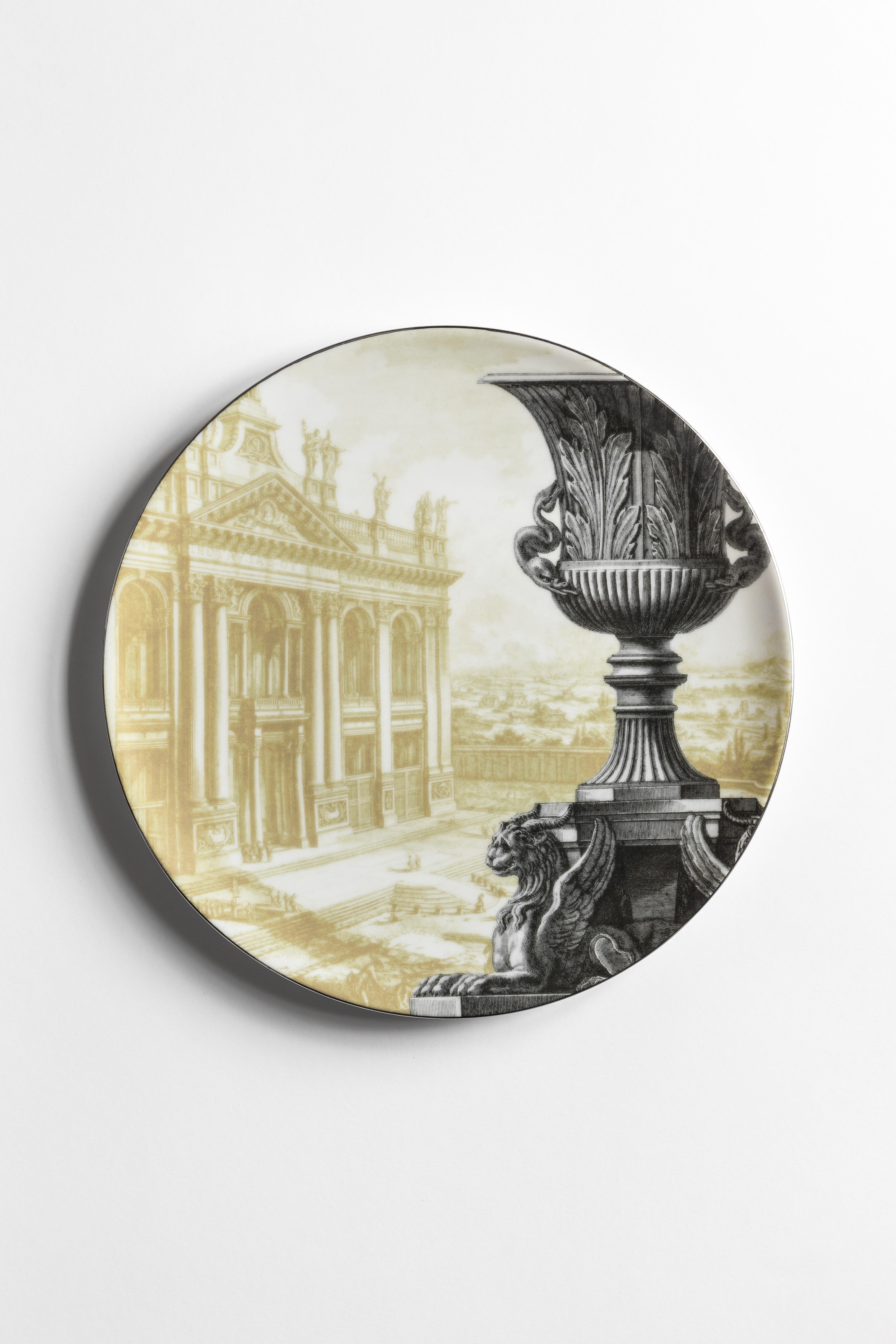 XXIe siècle et contemporain Roma, six assiettes à dîner contemporaines en porcelaine avec design décoratif en vente