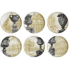 Vintage Roma, Six Contemporary Porcelain Dinner Plates with Decorative Design