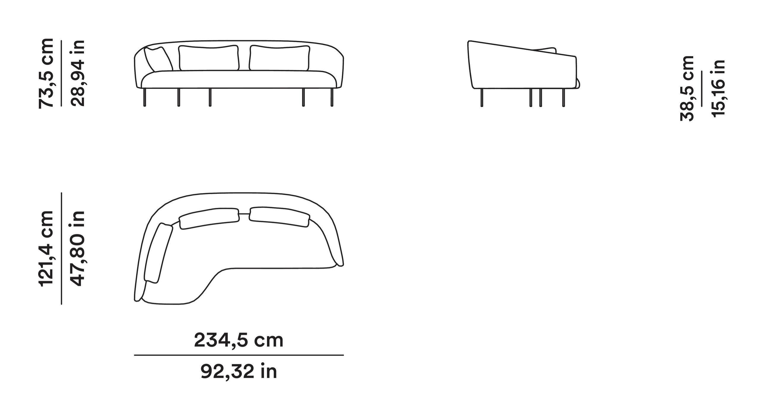Contemporary Roma - Sofa in fabric with chaiselounge by Jonas Wagell for Tacchini For Sale