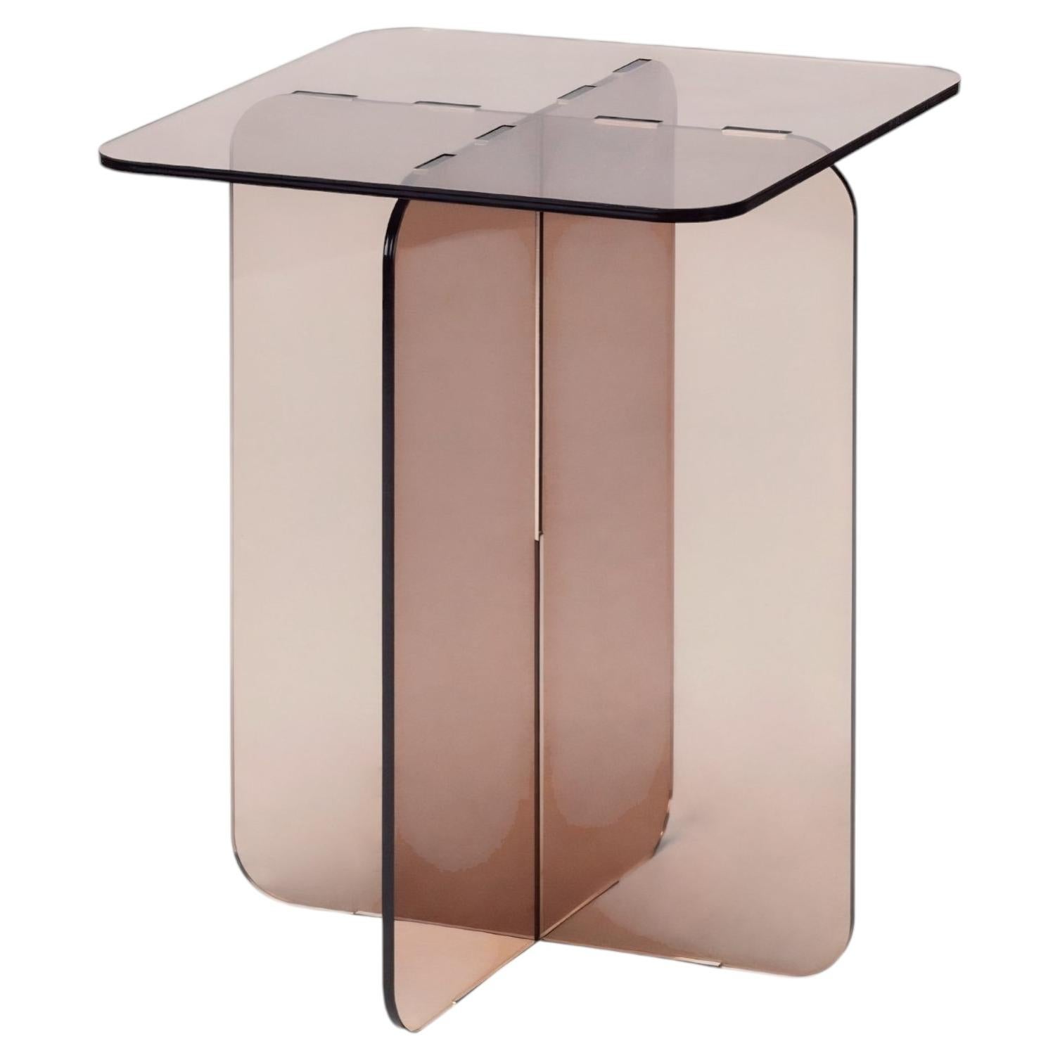 ROMA Square Caramel, Modern Architectural Design Side Table, Made in Argentina