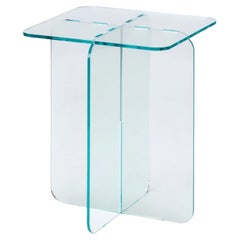 ROMA Square Clear, Modern Architectural Design Side Table, Made in Argentina
