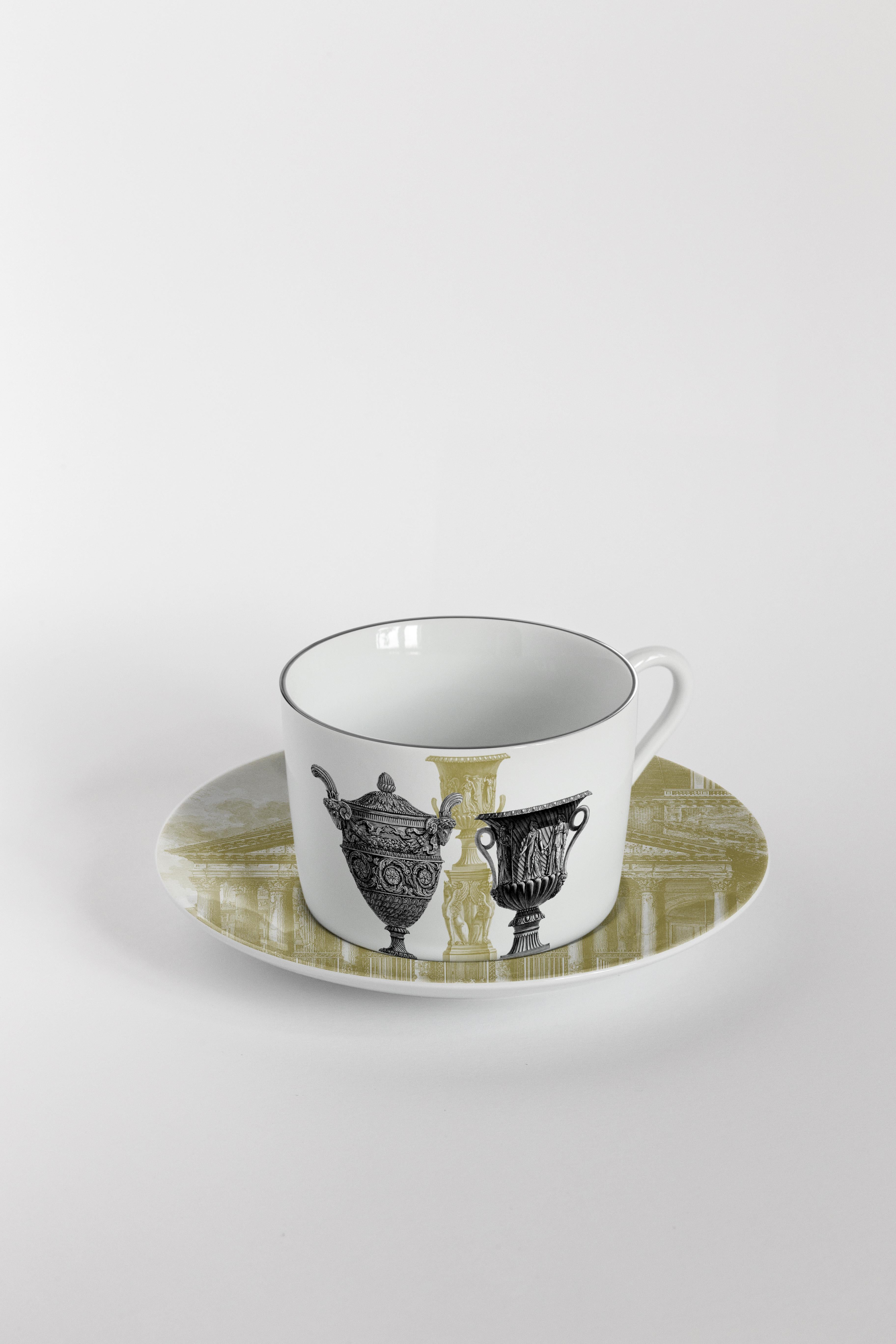 Roma, service à thé avec six porcelaines contemporaines au design décoratif Neuf - En vente à Milano, Lombardia