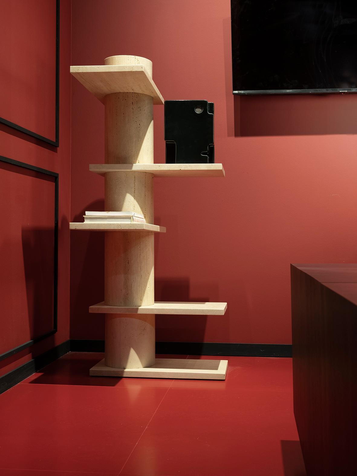Italian Rome, unstructured Travertine bookshelf, Dainelli Studio for Somaschini, Italy For Sale