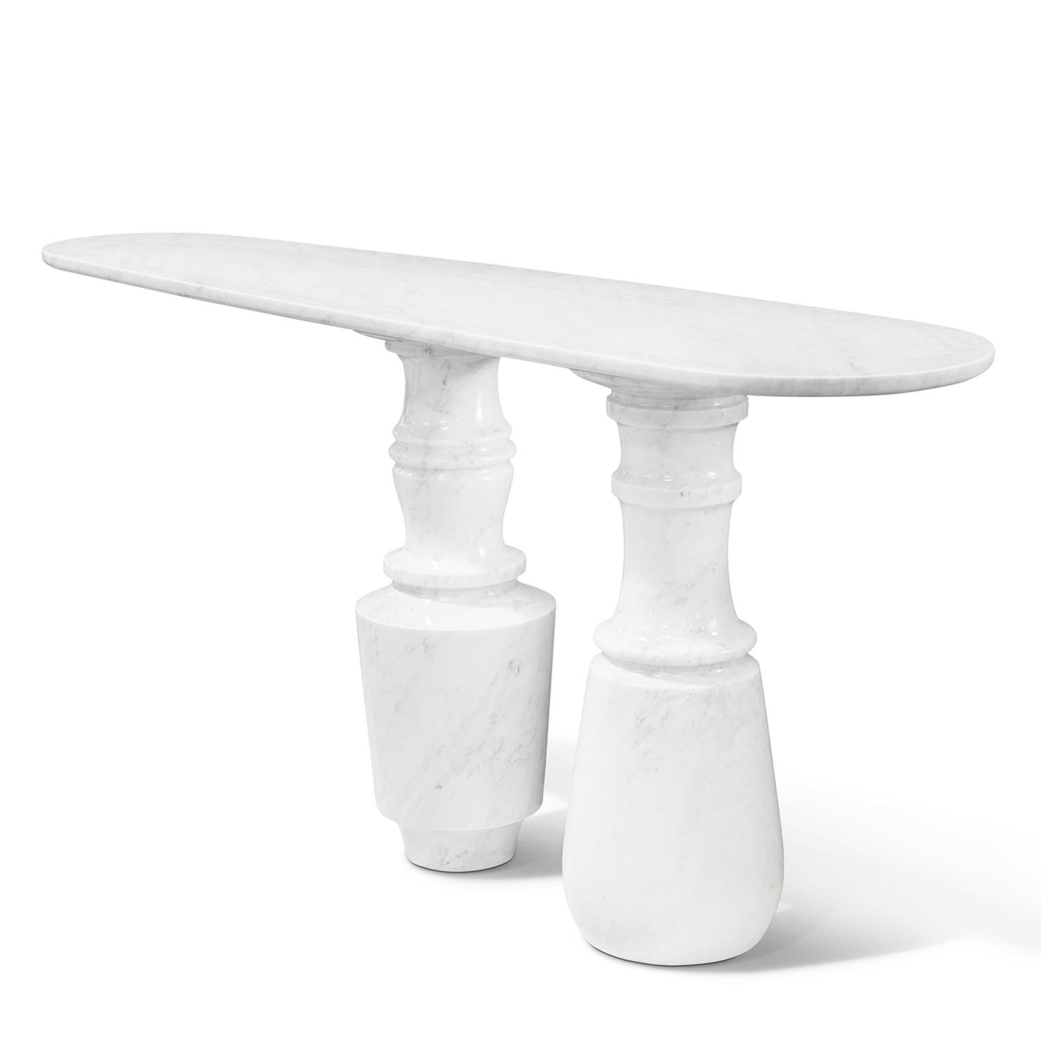 Portuguese Roma White Marble Console Table For Sale
