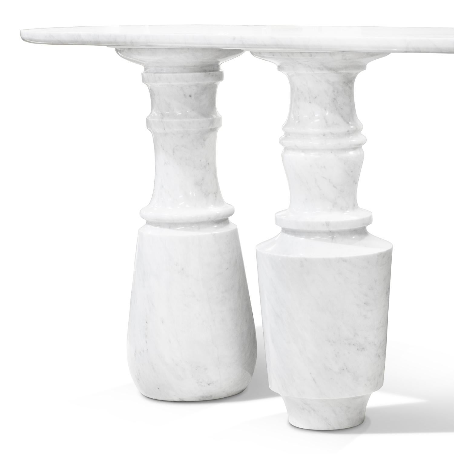 Roma White Marble Console Table In New Condition For Sale In Paris, FR
