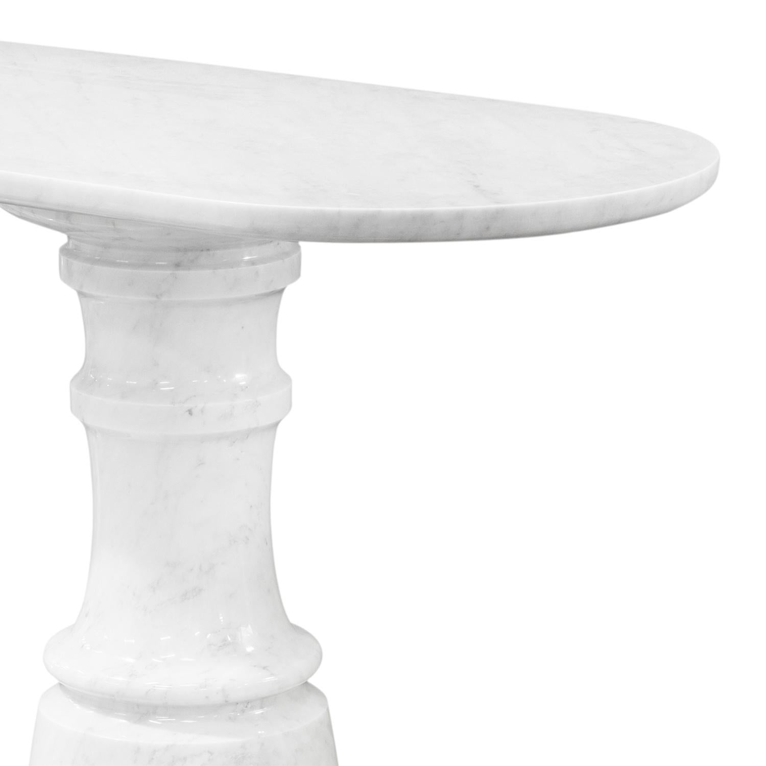 Contemporary Roma White Marble Console Table For Sale