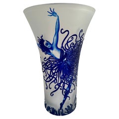 Romain De Tirtoff aka Erte Limited Edition Applause Art Deco Carved Glass Vase