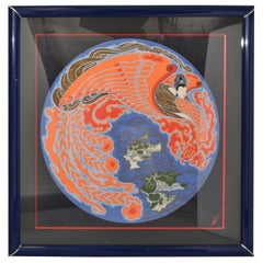 Romain De Tirtoff Erté Dream Voyage Art Deco Blue Framed Silk Scarf Wall Art
