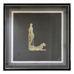 Romain De Tirtoff Signed Erte "Letter L" Framed Scarf