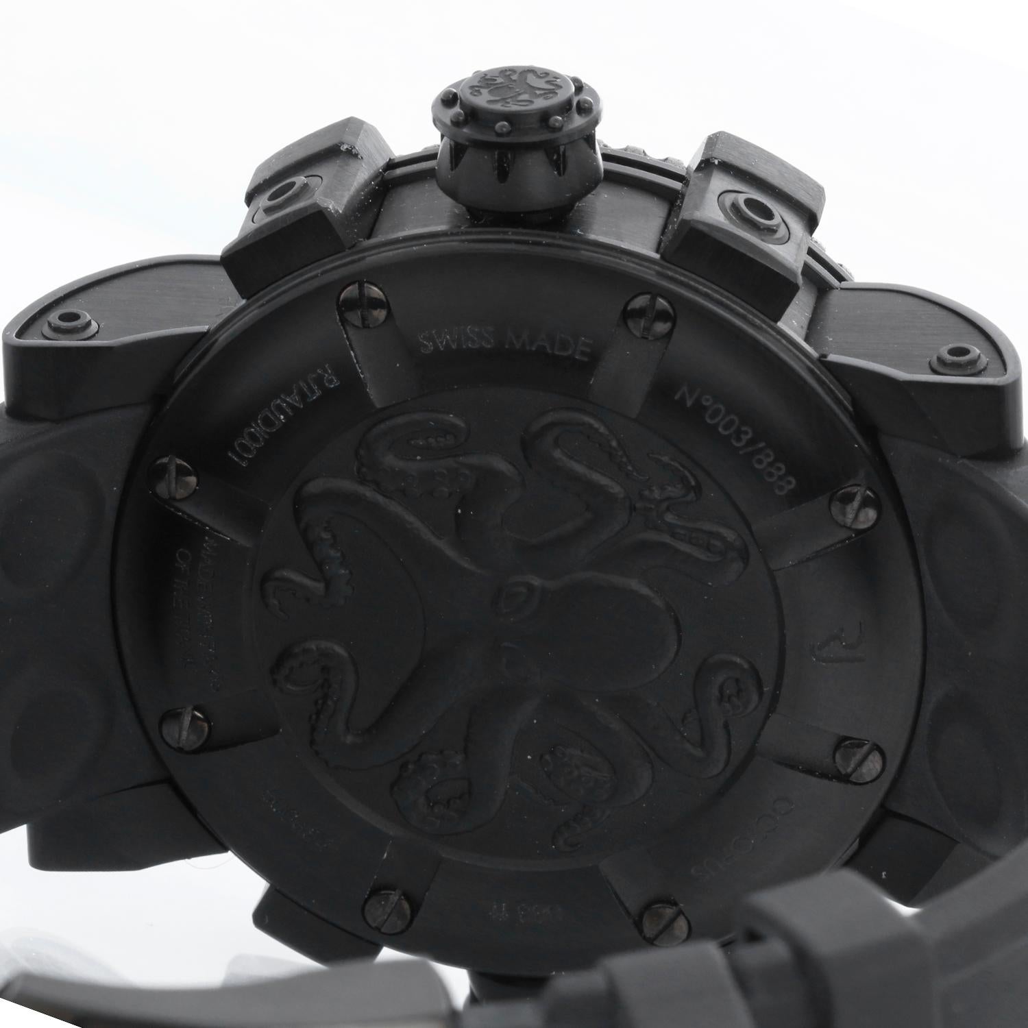 Romain Jerome  Titanic-DNA Black Octopus Black Rubber Automatic Men's Watch  In Excellent Condition In Dallas, TX