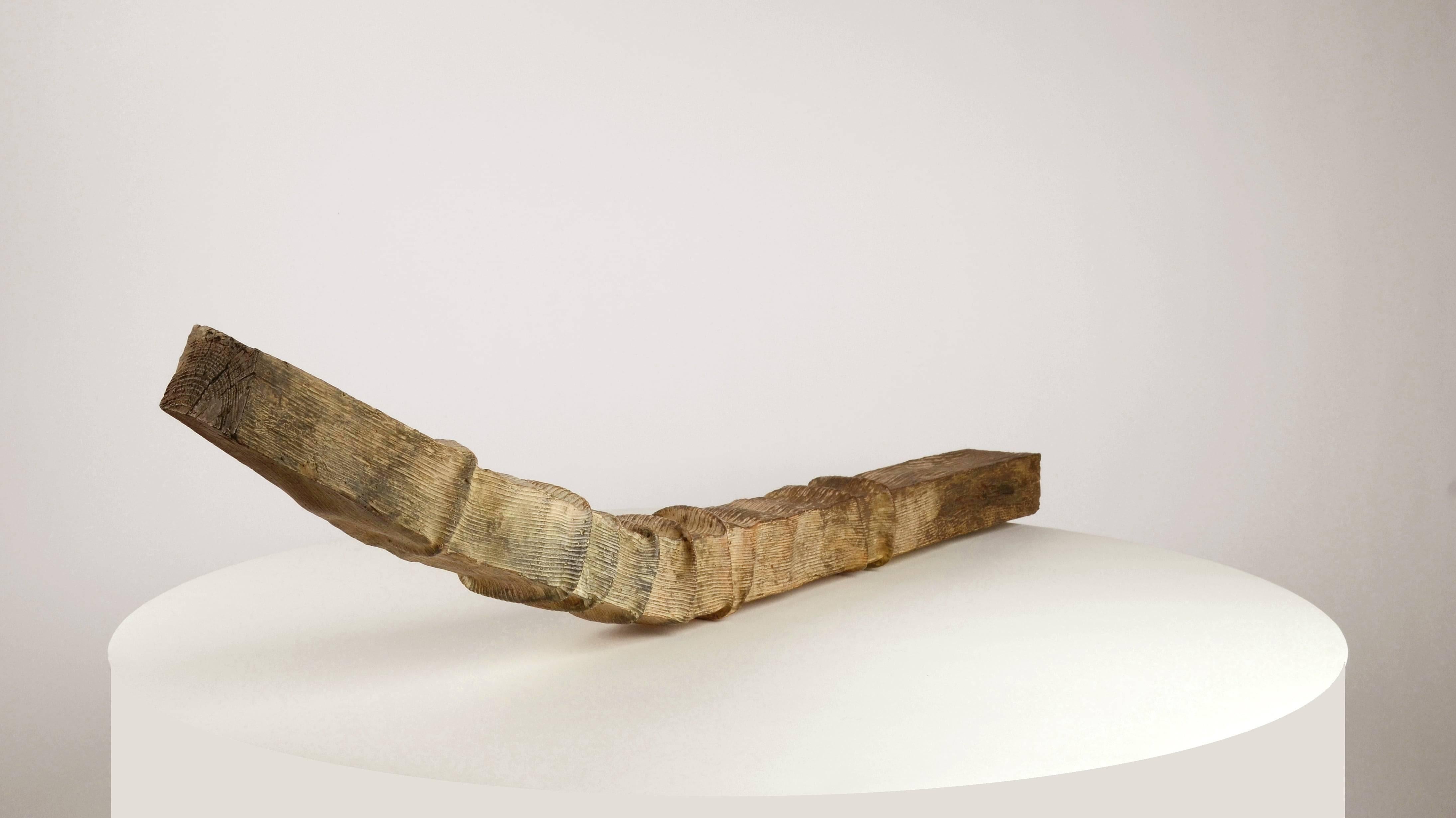 Chevron (Rafter) by Romain Langlois - wood-like bronze sculpture, Trompe-l'œil For Sale 1