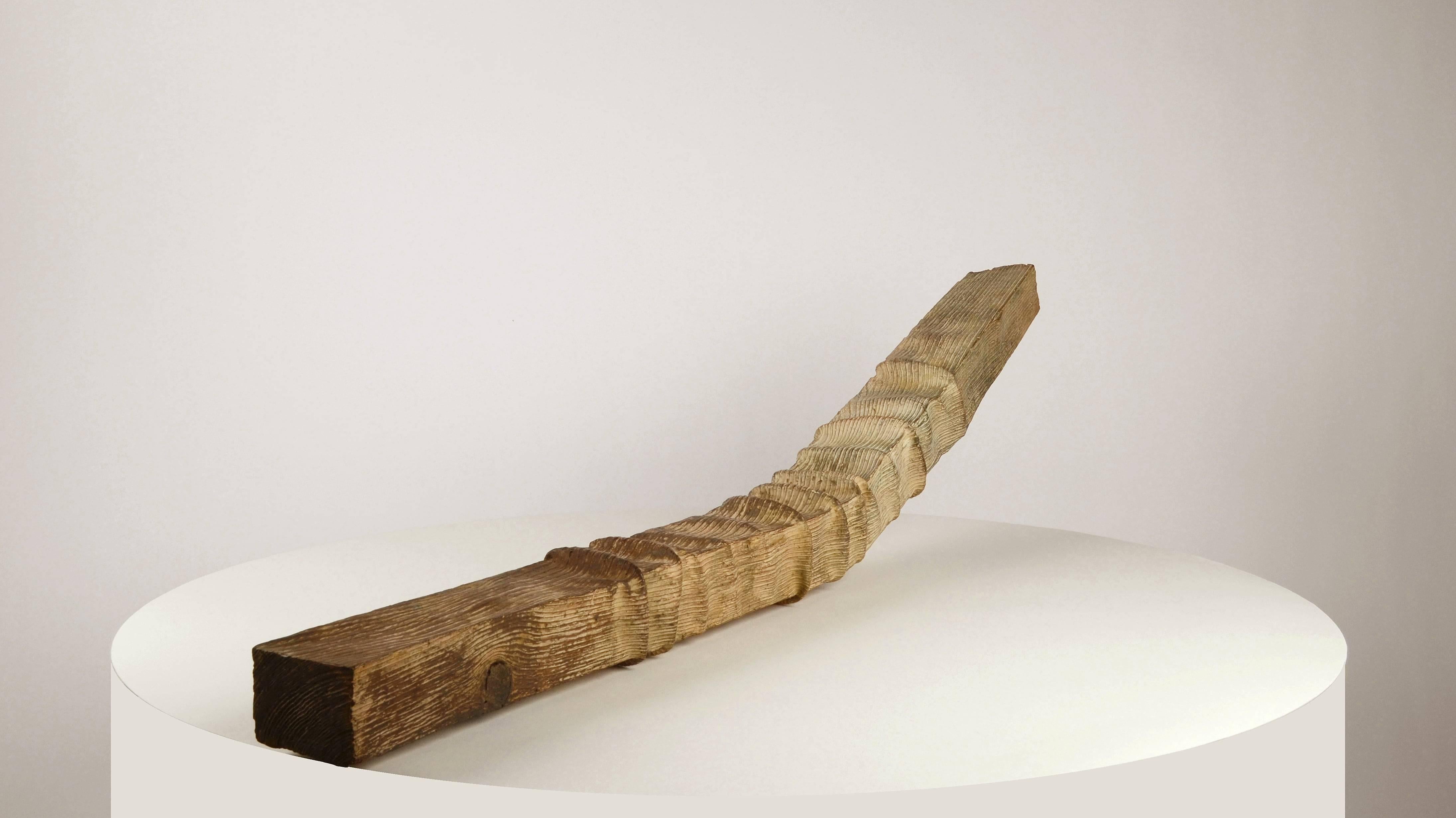 Chevron (Rafter) by Romain Langlois - wood-like bronze sculpture, Trompe-l'œil For Sale 3