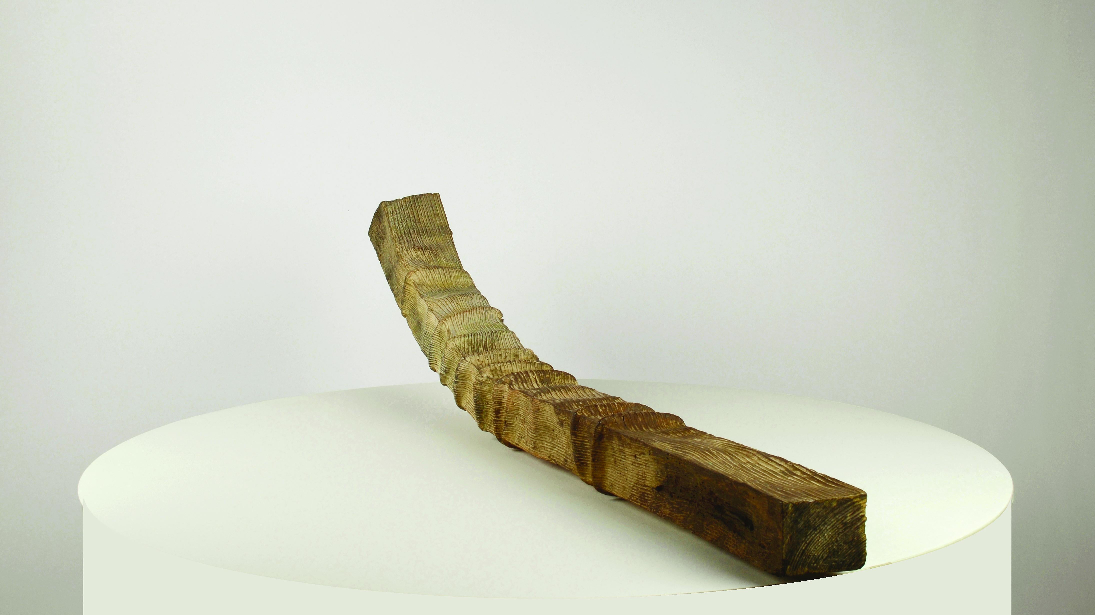 Chevron (Rafter) by Romain Langlois - wood-like bronze sculpture, Trompe-l'œil For Sale 5