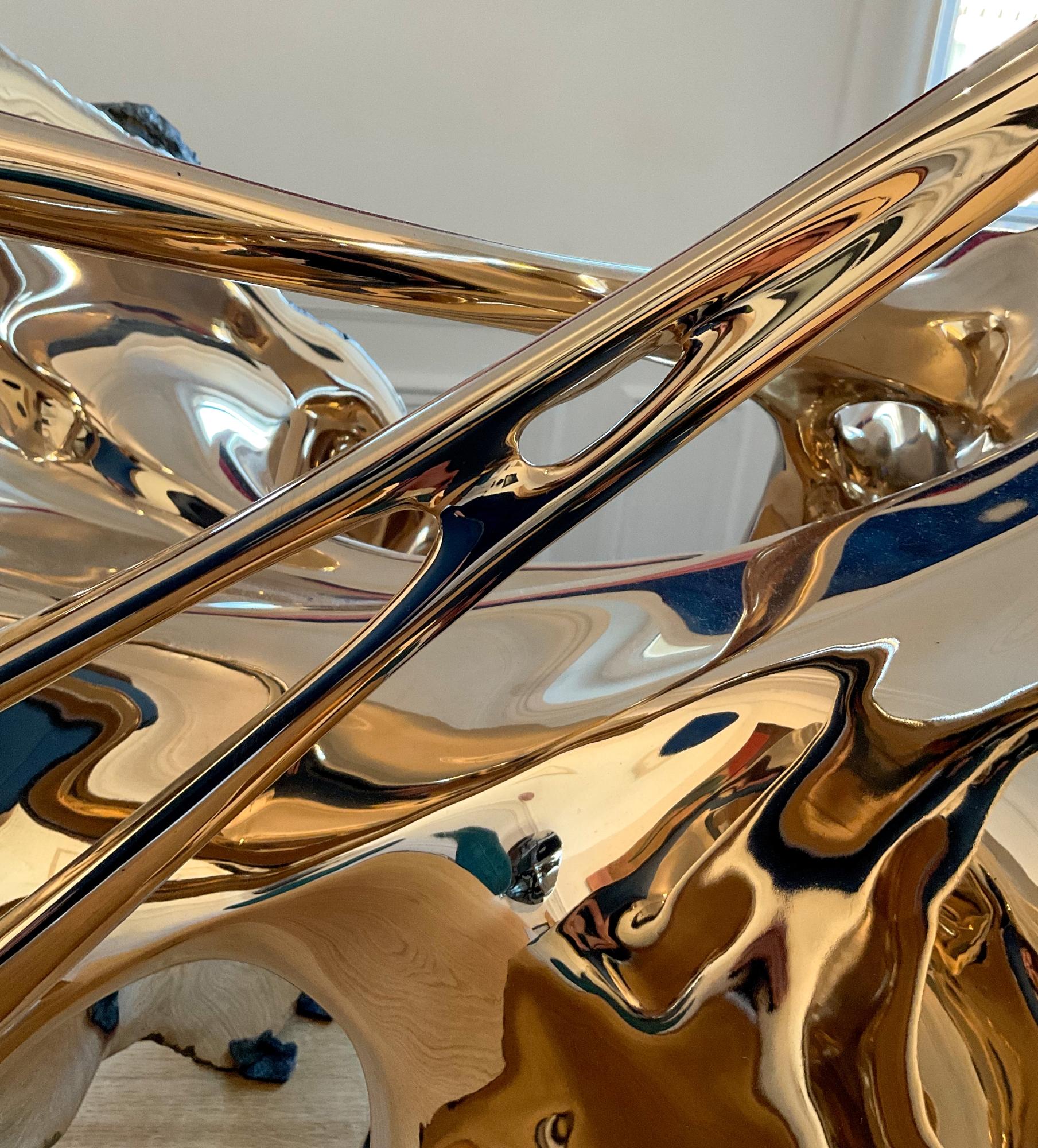 Chronos di Romain Langlois - Scultura in bronzo simile a una roccia, oro, fusione, forma in vendita 4