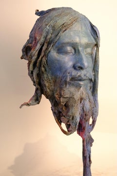 Holi de Romain Langlois - Escultura figurativa de bronce, oscuro, hombre, espiritual