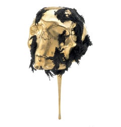 Jericho mask by Romain Langlois - Skull bronze sculpture, neodymium, golden