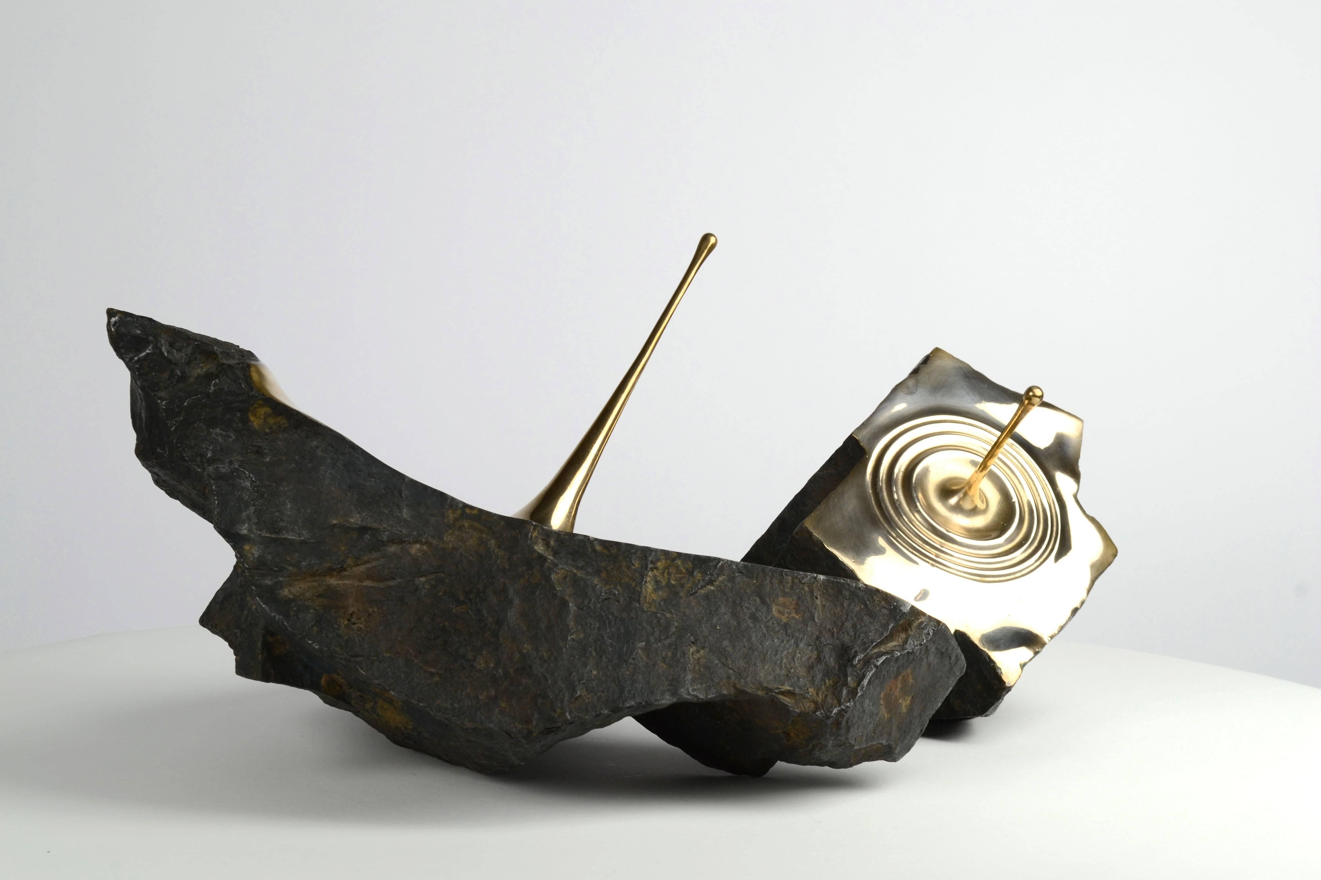 Resonance II by Romain Langlois - Boulder-like bronze sculpture, contemporary For Sale 5
