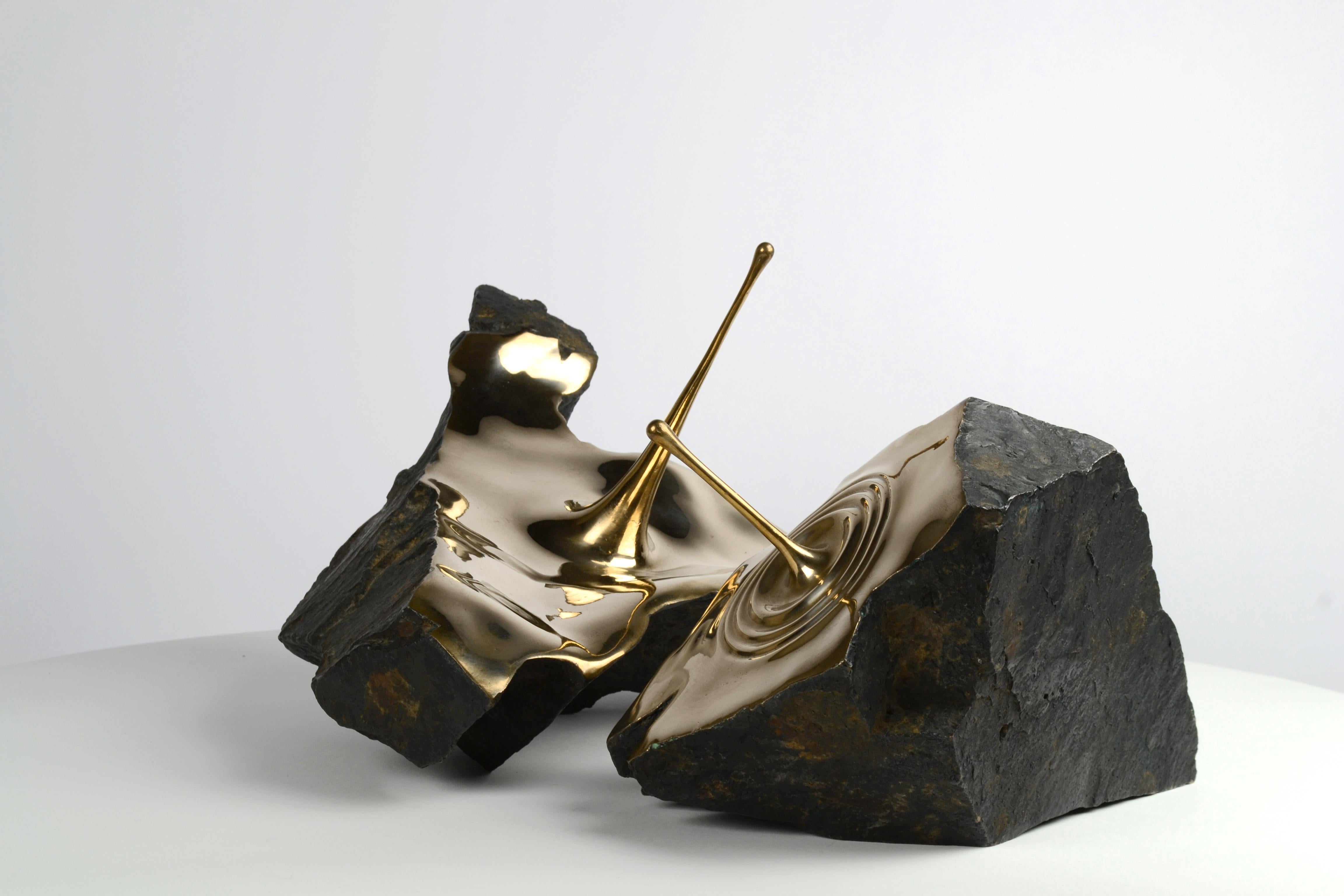 Resonance II by Romain Langlois - Boulder-like bronze sculpture, contemporary For Sale 6