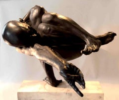 Das Gleichgewicht von Romain Langlois - Skulptur aus Bronze, figurativ, Mann