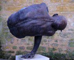 The Balance by Romain Langlois, Contemporary Bronze Sculpture, Large Yogi Figure