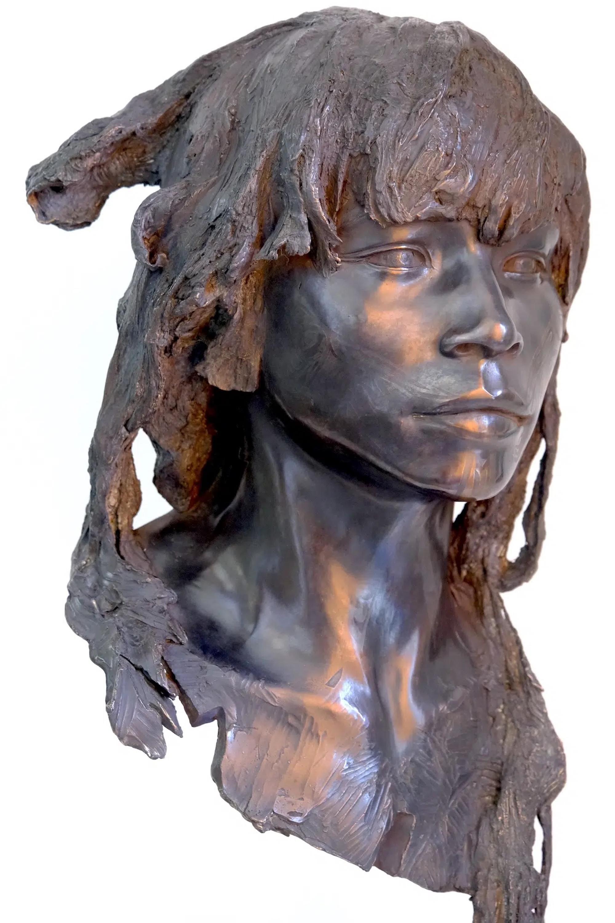 The Raven by Romain Langlois - Bronze sculpture, man, figurative For Sale 1