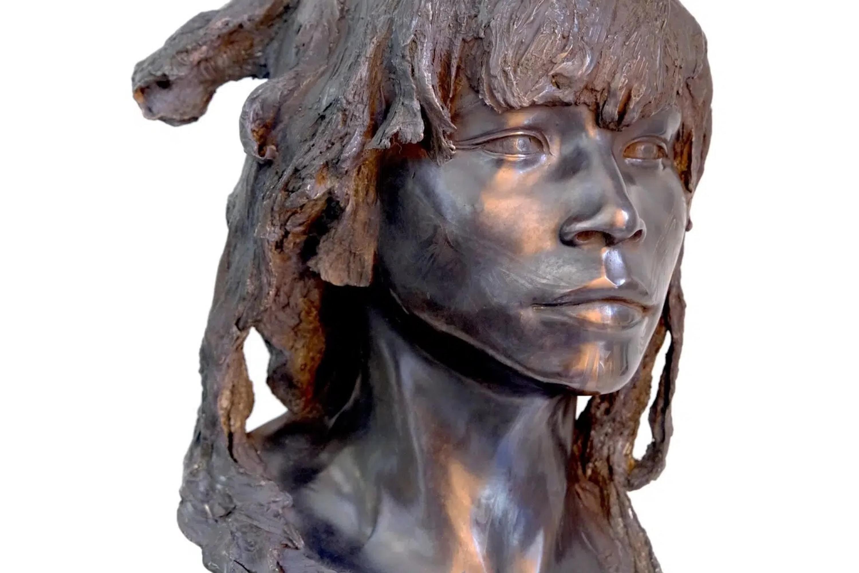 The Raven by Romain Langlois - Bronze sculpture, man, figurative For Sale 8