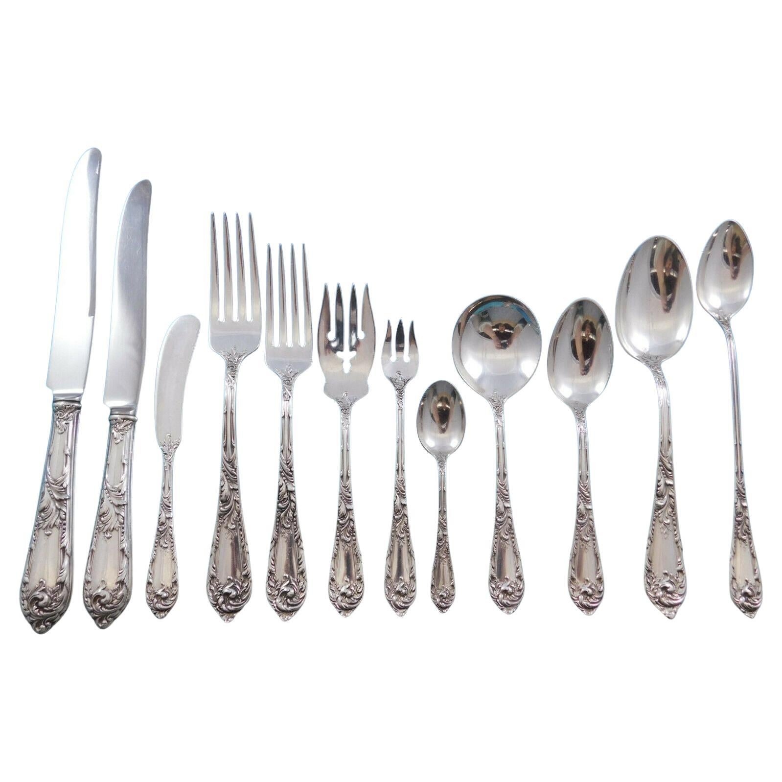 Romaine by Reed and Barton Sterling Silver Flatware Service for 12 Dinner 198 Pc For Sale