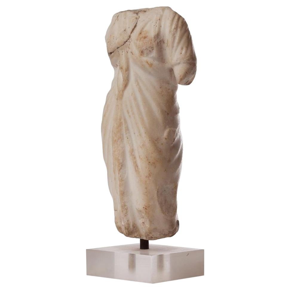 Roman 2nd Century Elegant Draped Venus Torso, Marble