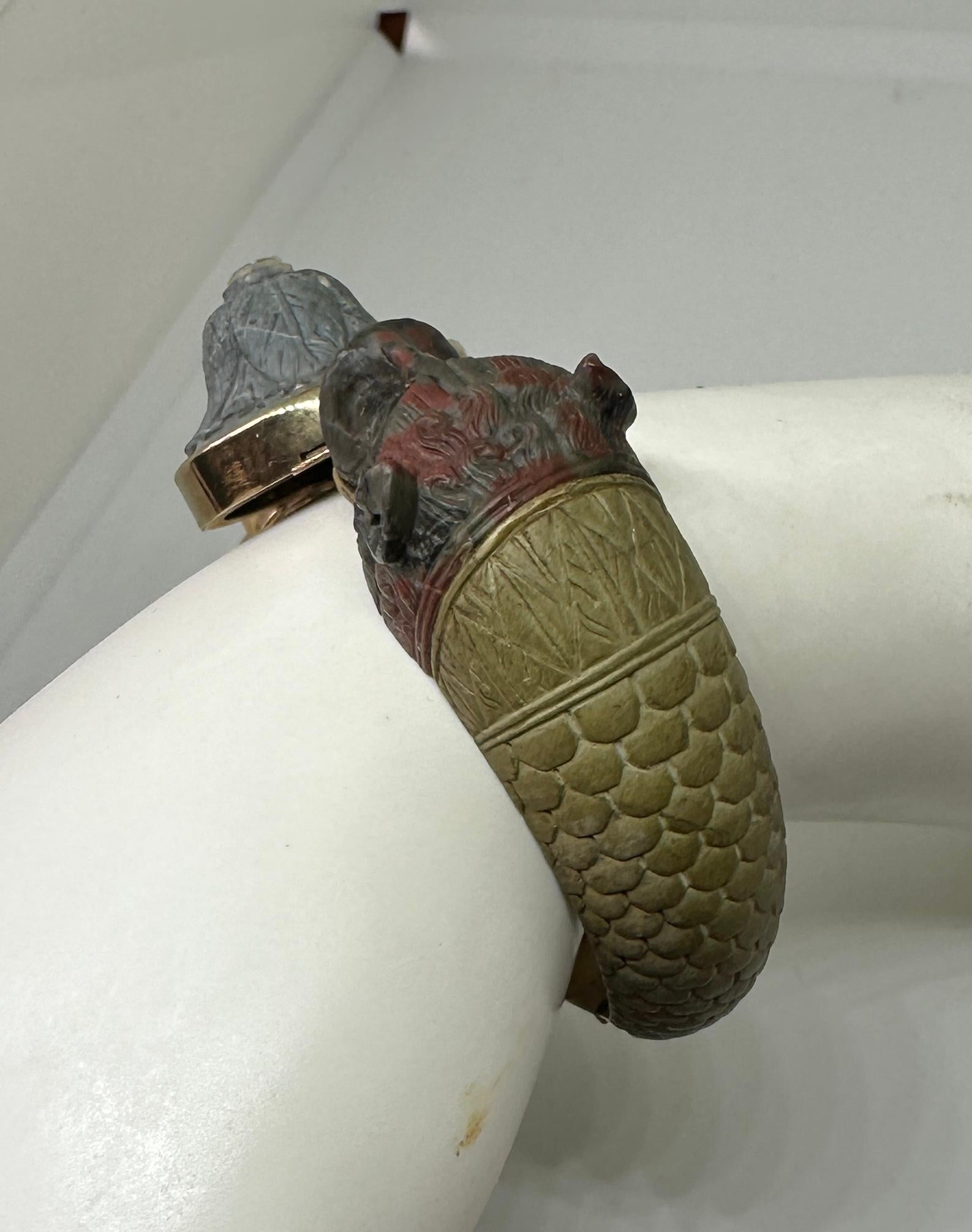 Roman Animal Dog Lion Sea Serpent Lava Cameo Bracelet Gold Rare Museum Quality 8