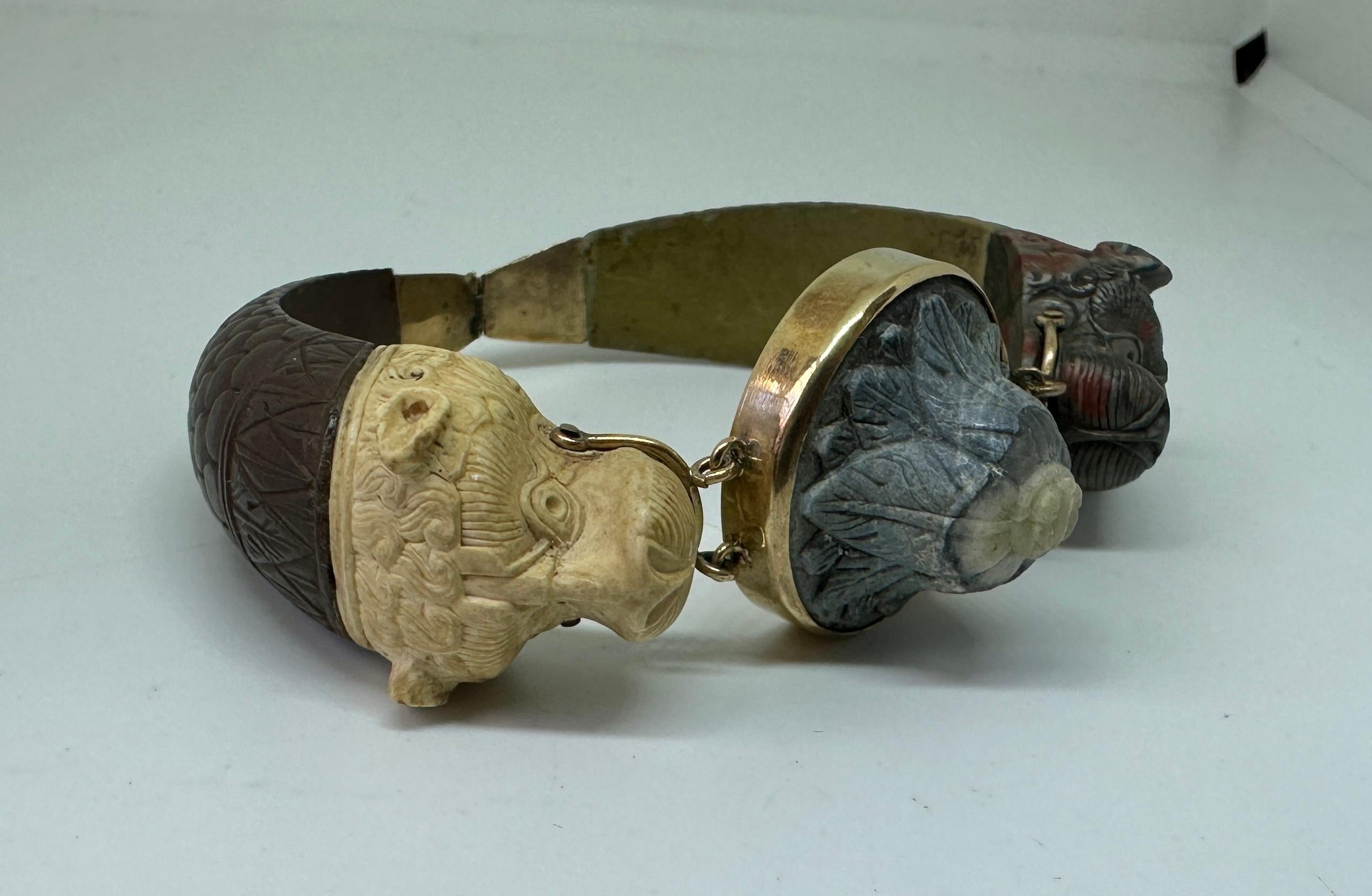 Roman Animal Dog Lion Sea Serpent Lava Cameo Bracelet Gold Rare Museum Quality 10