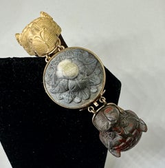 Roman Animal Dog Lion Sea Serpent Lava Cameo Bracelet Gold Rare Museum Quality