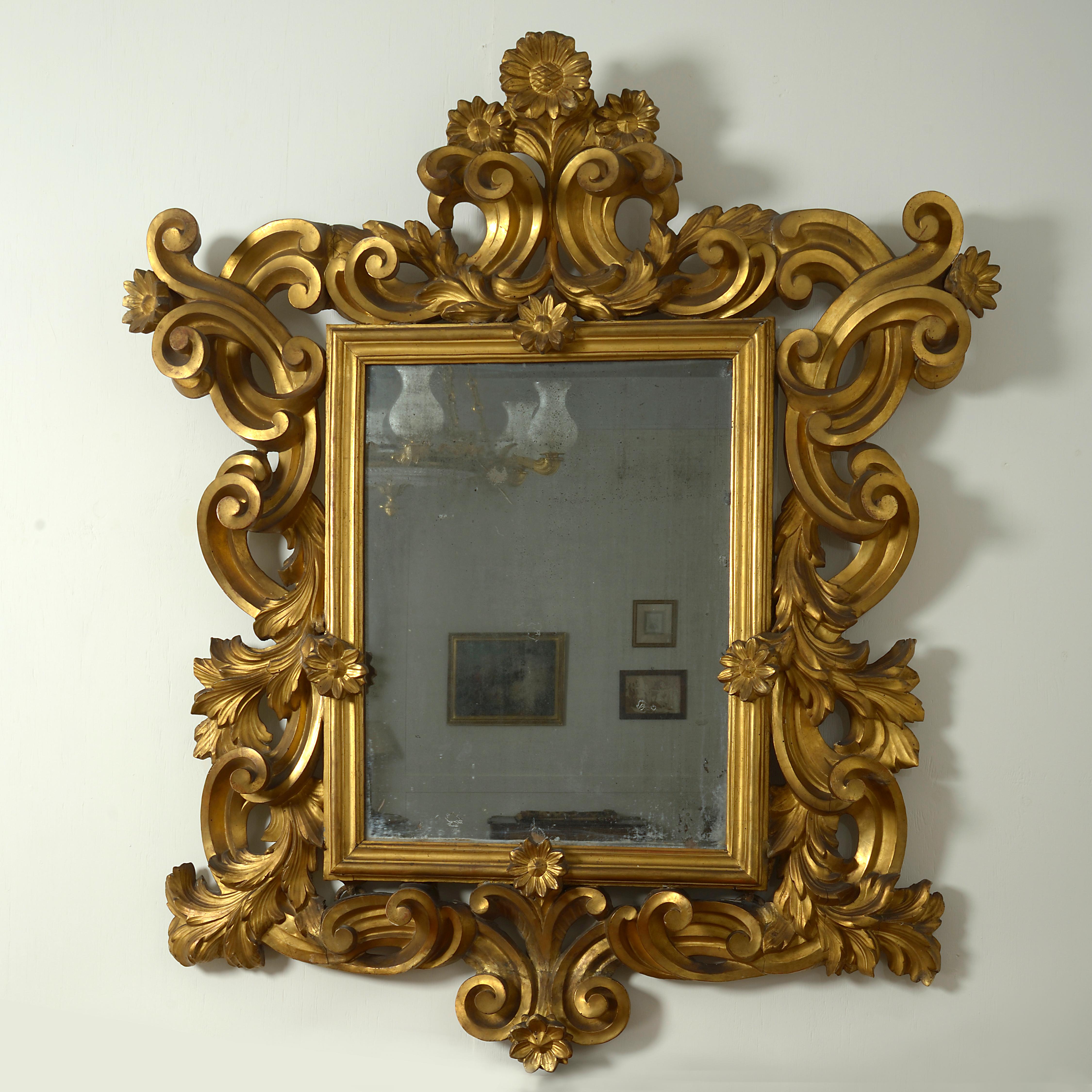 Roman Baroque Giltwood Mirror For Sale 1