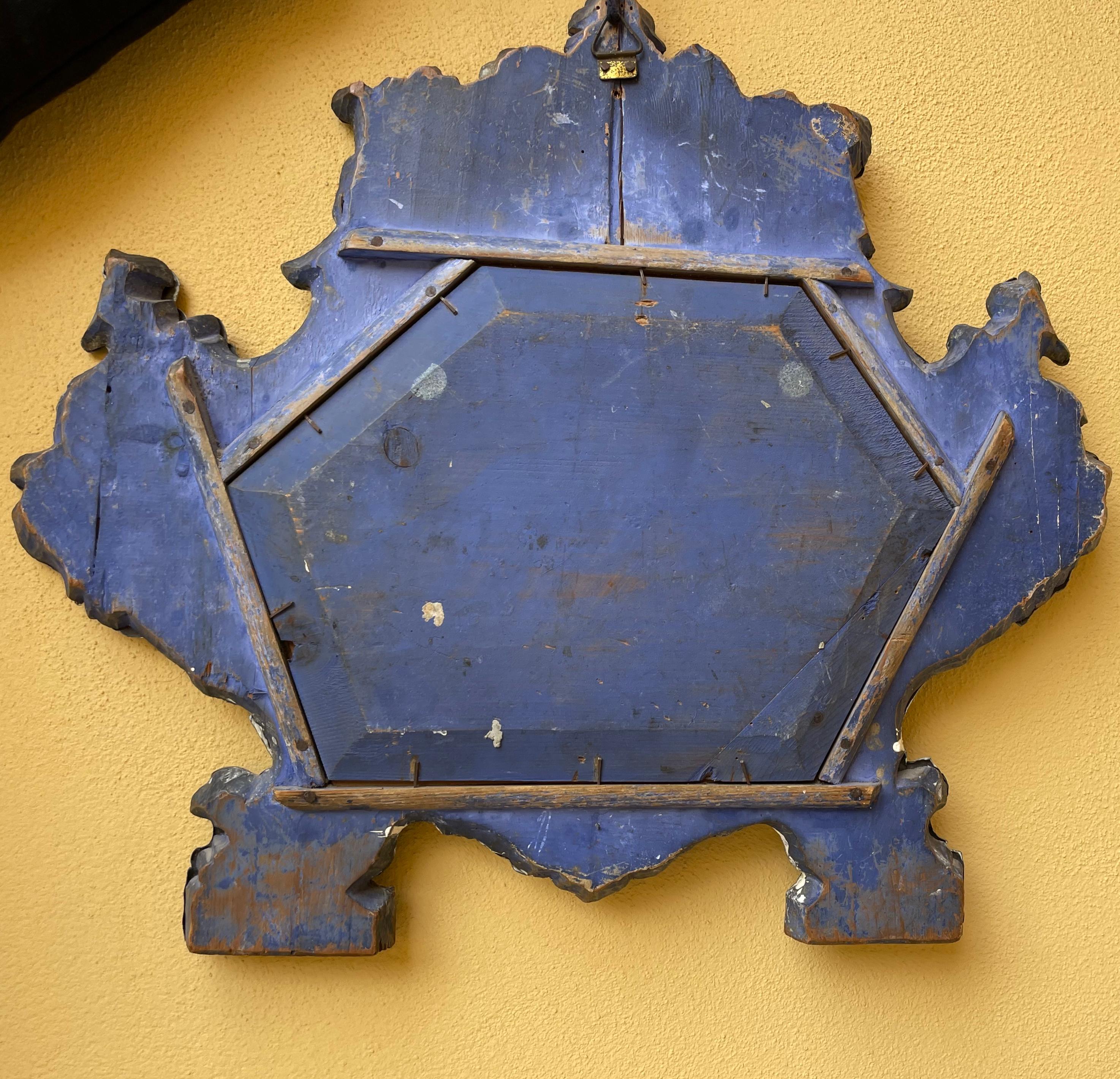 18th Century and Earlier Roman Baroque Metal Mirror  For Sale