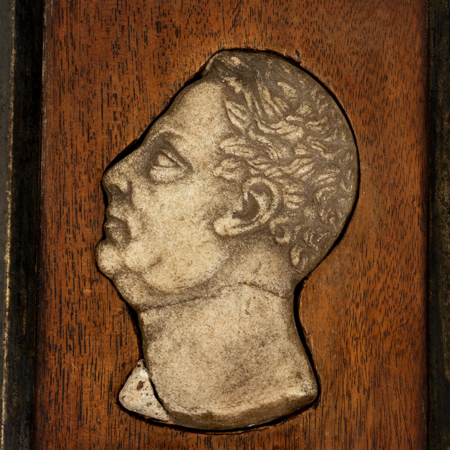 18th Century and Earlier Roman Bas Relief Marble Profile of Man