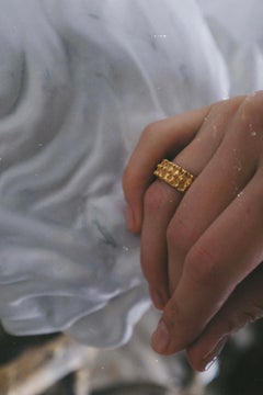 Roman Beaded Ring is handmade of 24ct gold-plated bronze