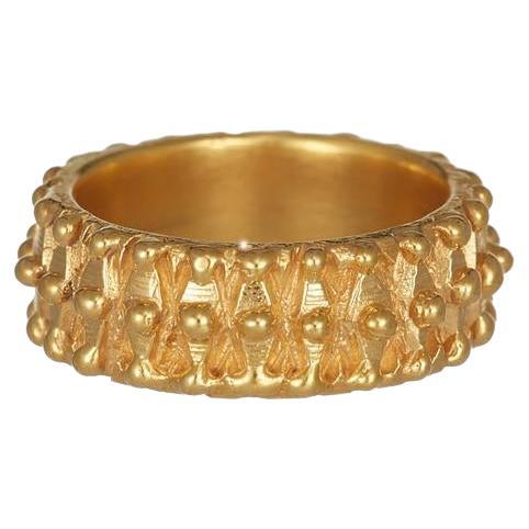 Roman Beaded Ring is handmade of 24ct gold-plated bronze For Sale