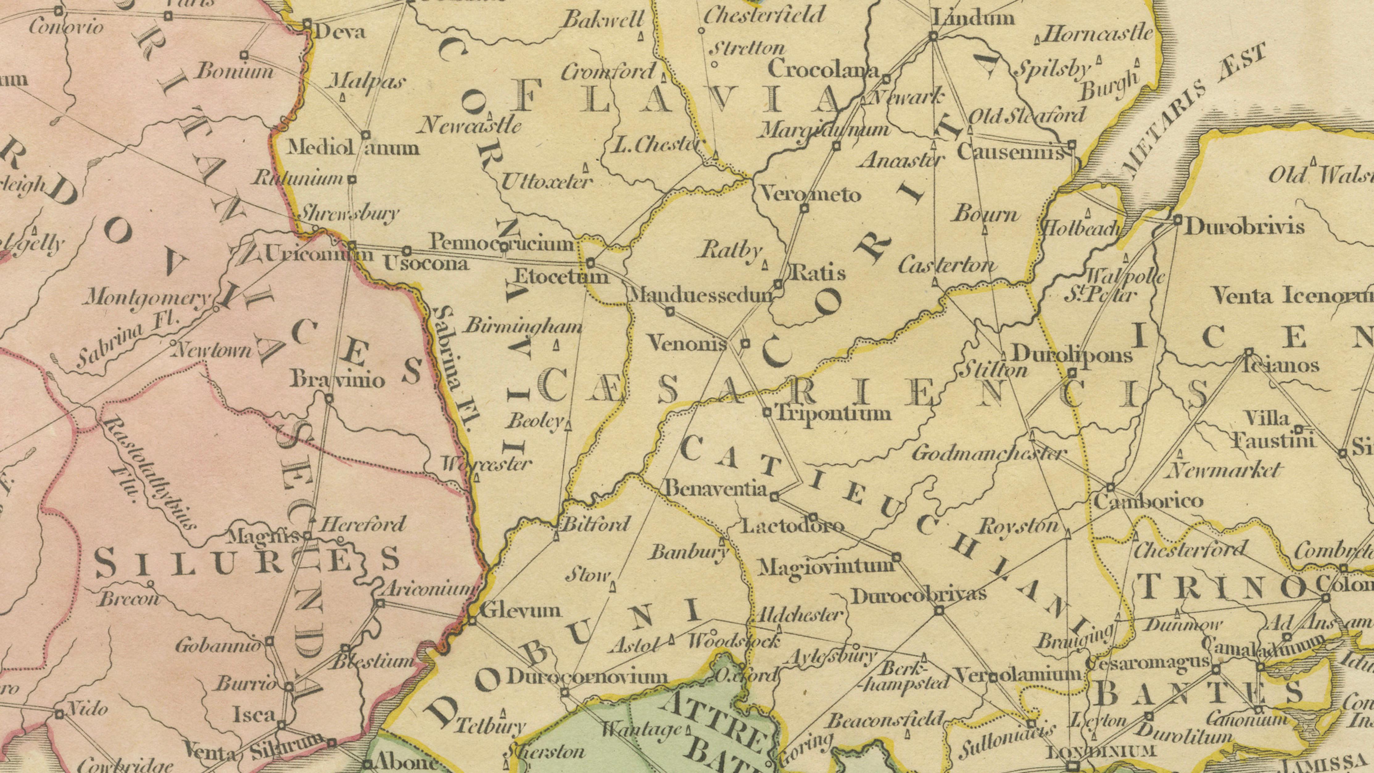 Roman Britain Map, Britannia Romana, Ancient England Wales Wilkinson 1817