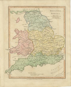 Römisches Britannien Karte, Britannia Romana, Altes England Wales Wilkinson 1817