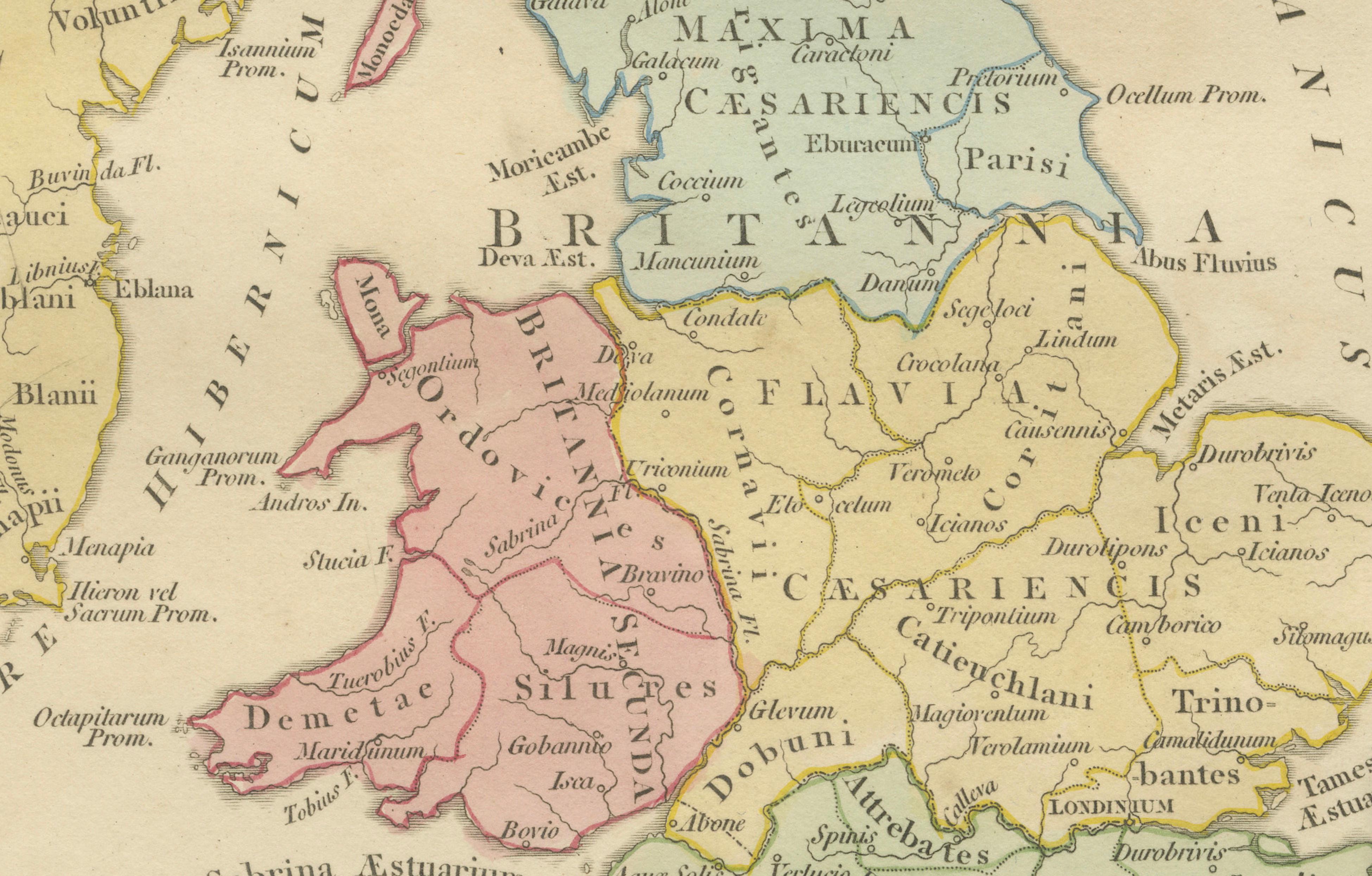Roman Britain Map — Britanniae Insulae Classical Provinces, Wilkinson 1800