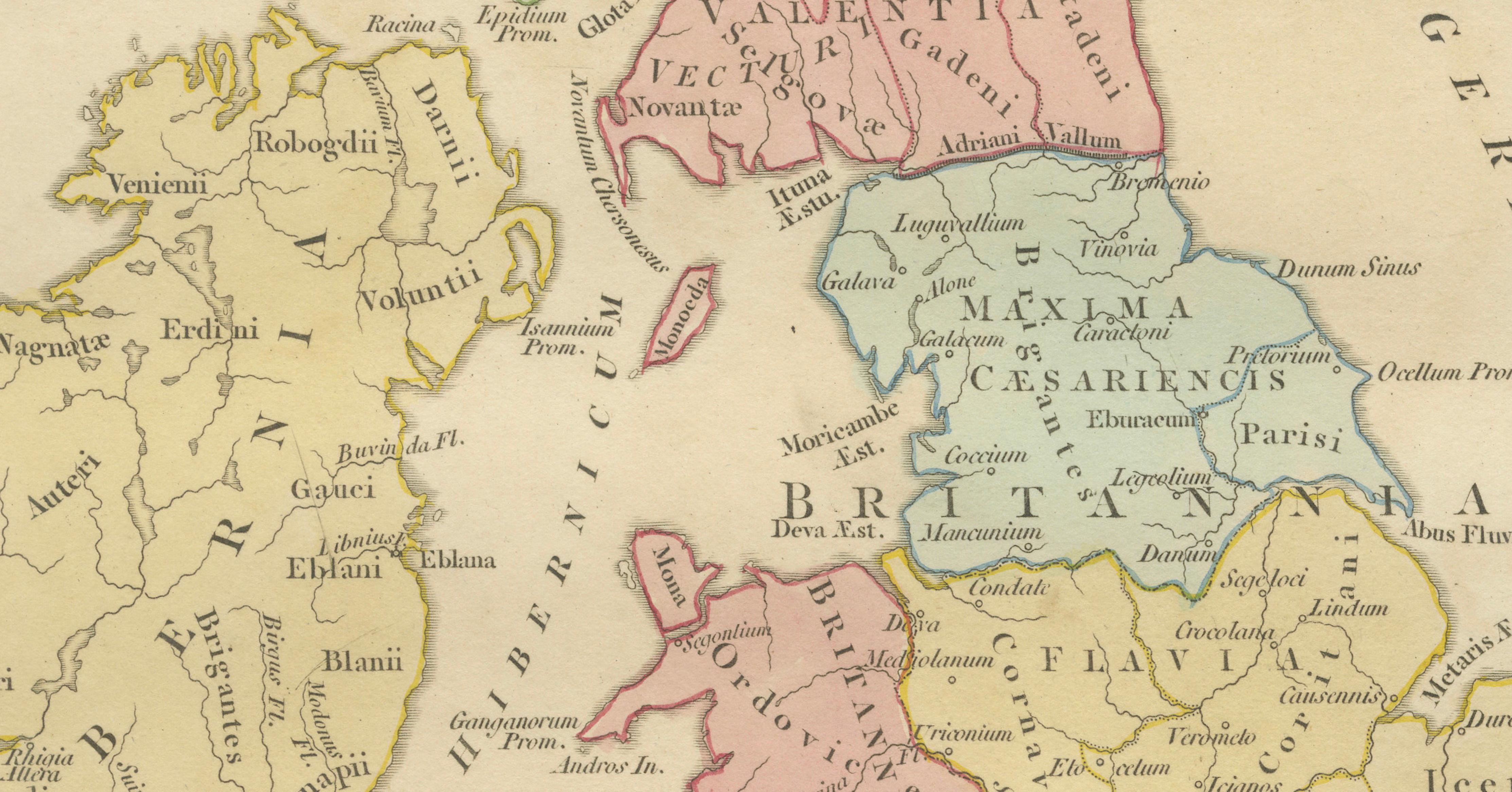 Roman Britain Map — Britanniae Insulae Classical Provinces, Wilkinson 1800