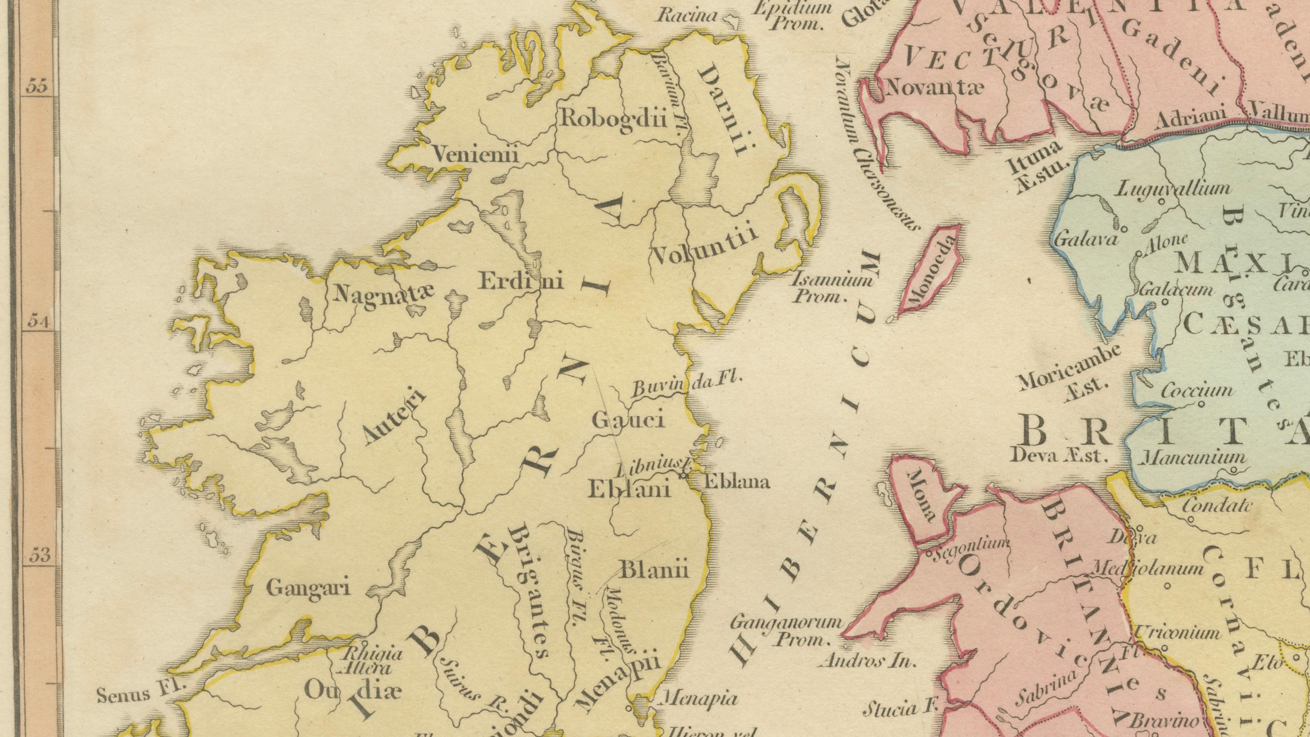 Roman Britain Map — Britanniae Insulae Classical Provinces, Wilkinson 1800