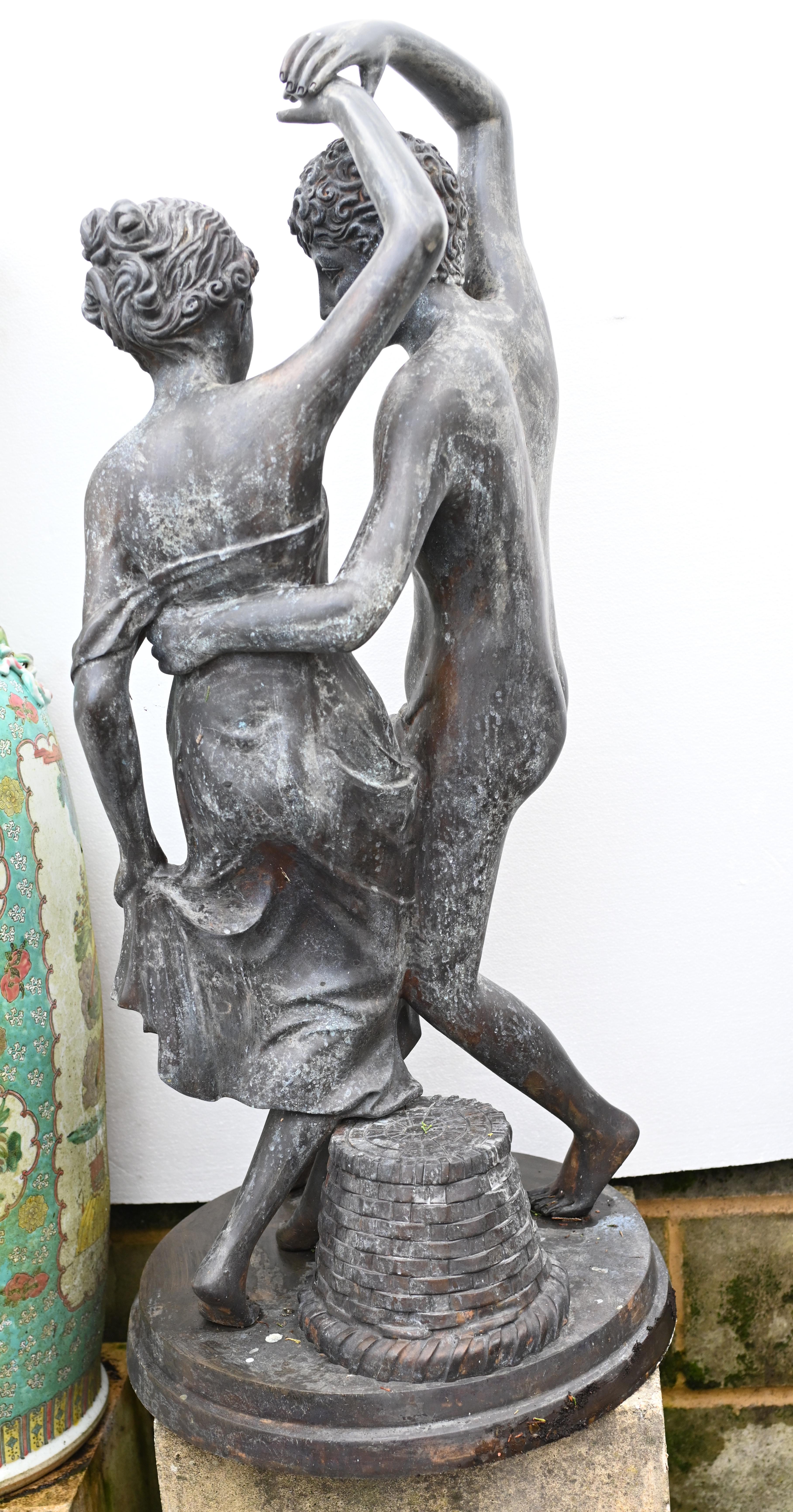 Roman Bronze Dancing Lovers Statue Classical Garden Antiquity For Sale 6