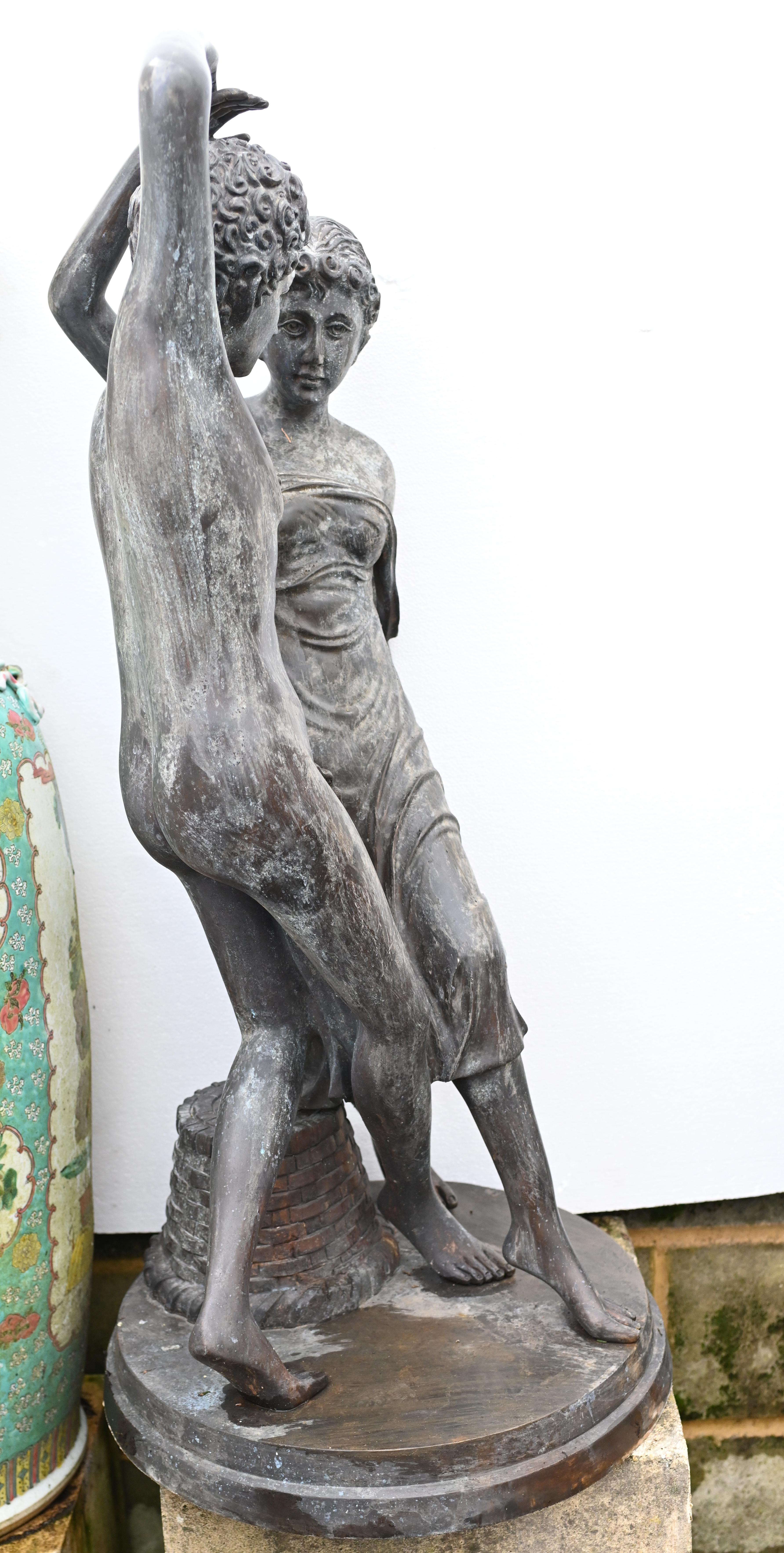 Roman Bronze Dancing Lovers Statue Classical Garden Antiquity For Sale 7