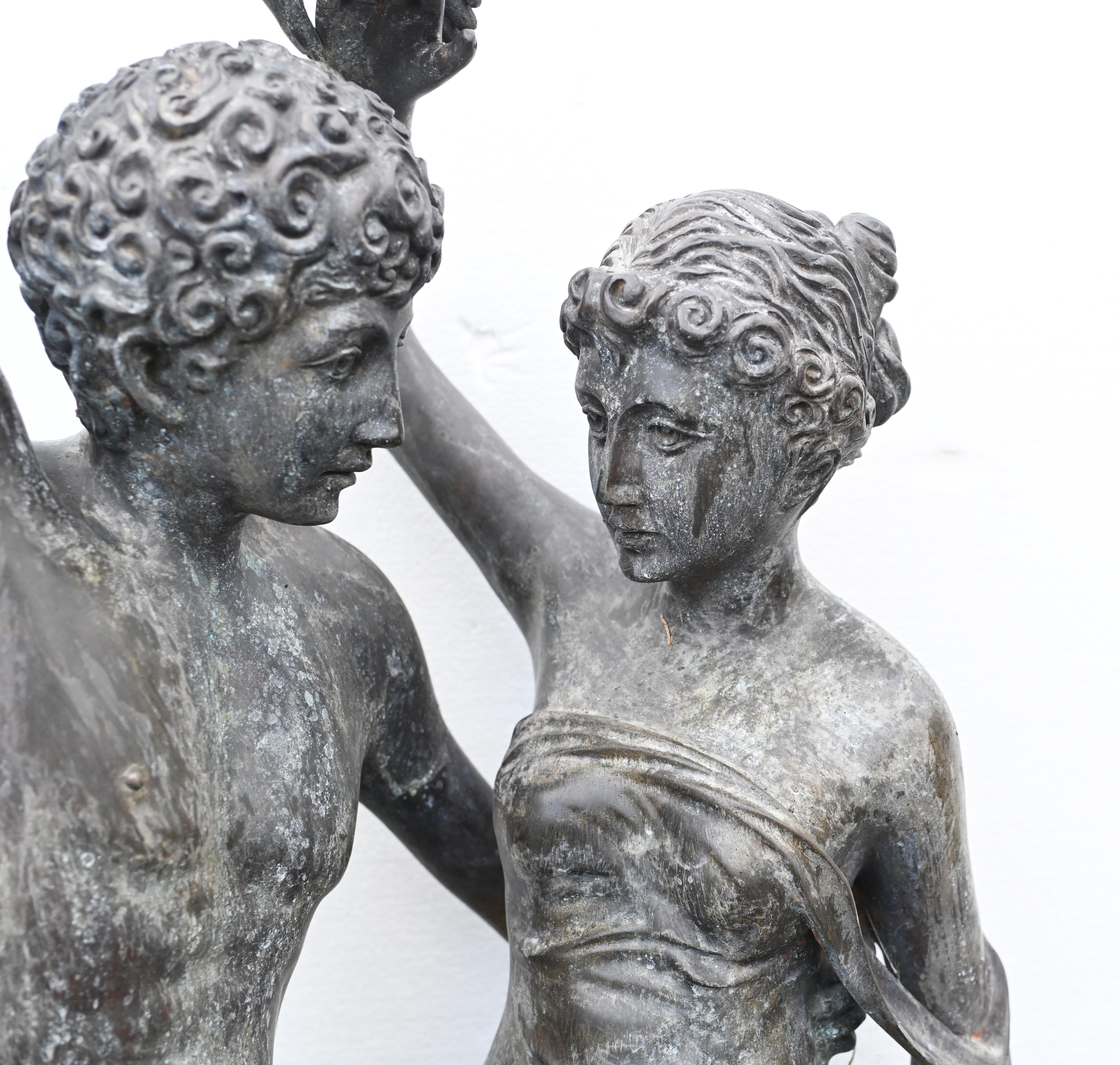 Roman Bronze Dancing Lovers Statue Classical Garden Antiquity For Sale 1