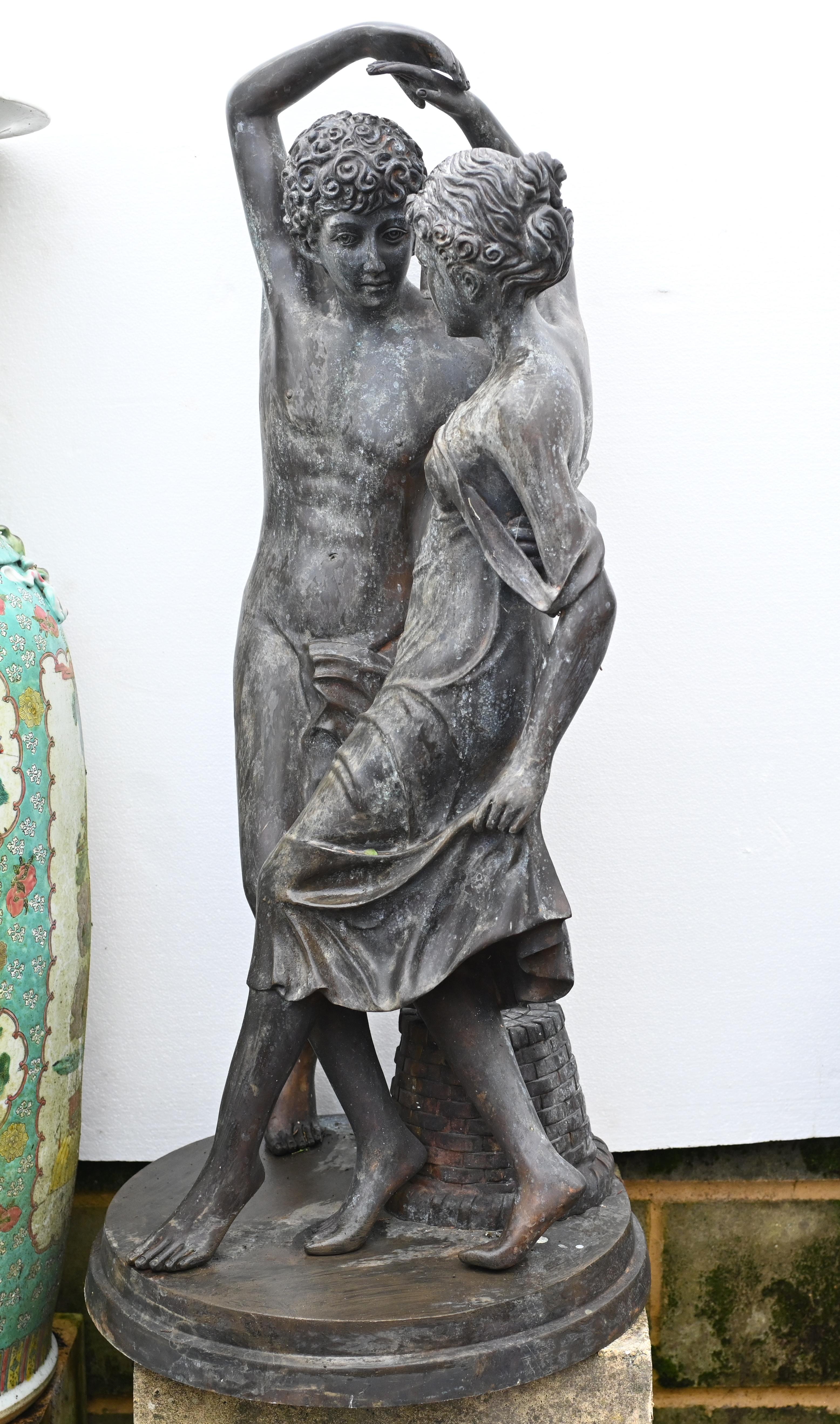Roman Bronze Dancing Lovers Statue Classical Garden Antiquity For Sale 3