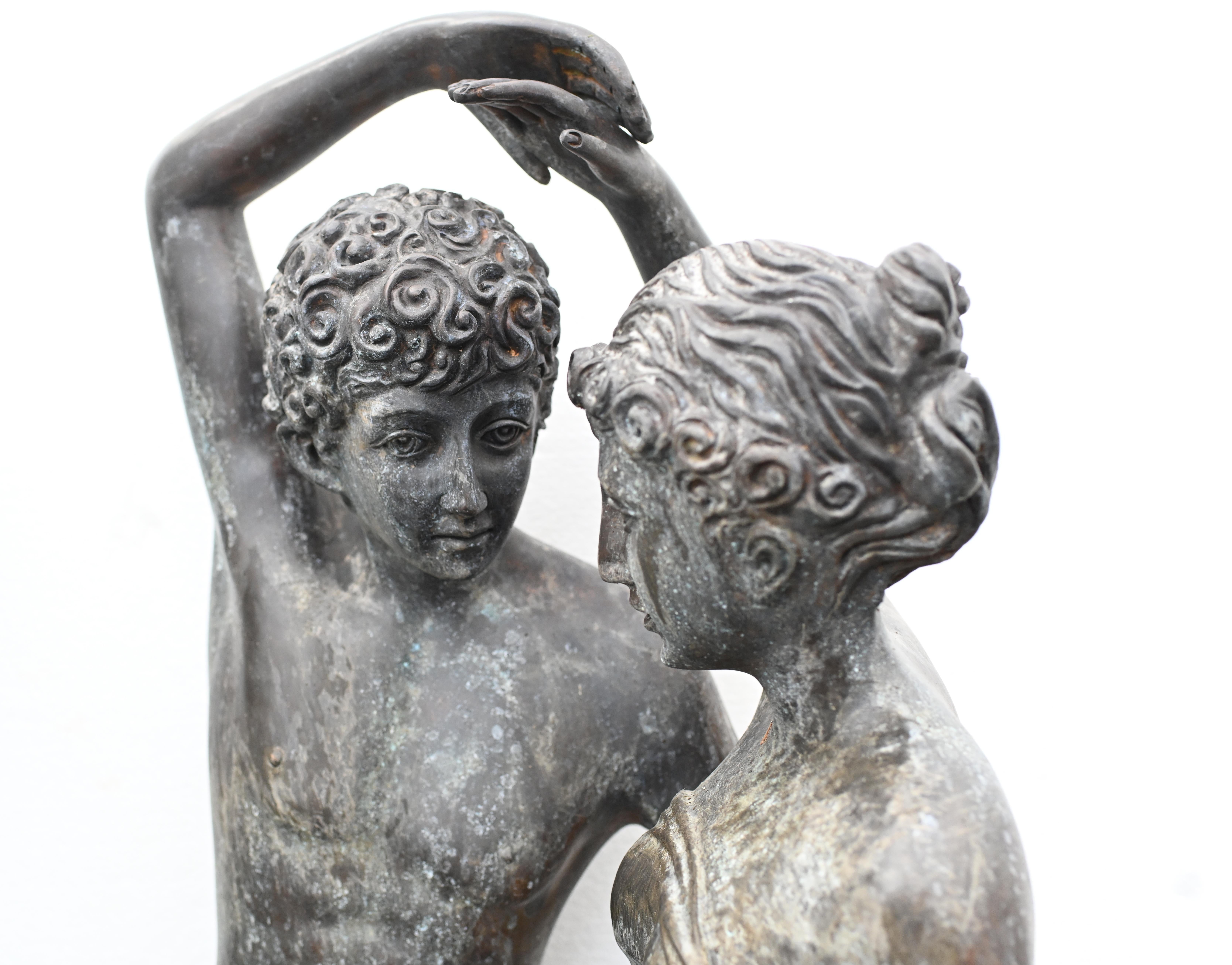 Roman Bronze Dancing Lovers Statue Classical Garden Antiquity For Sale 5