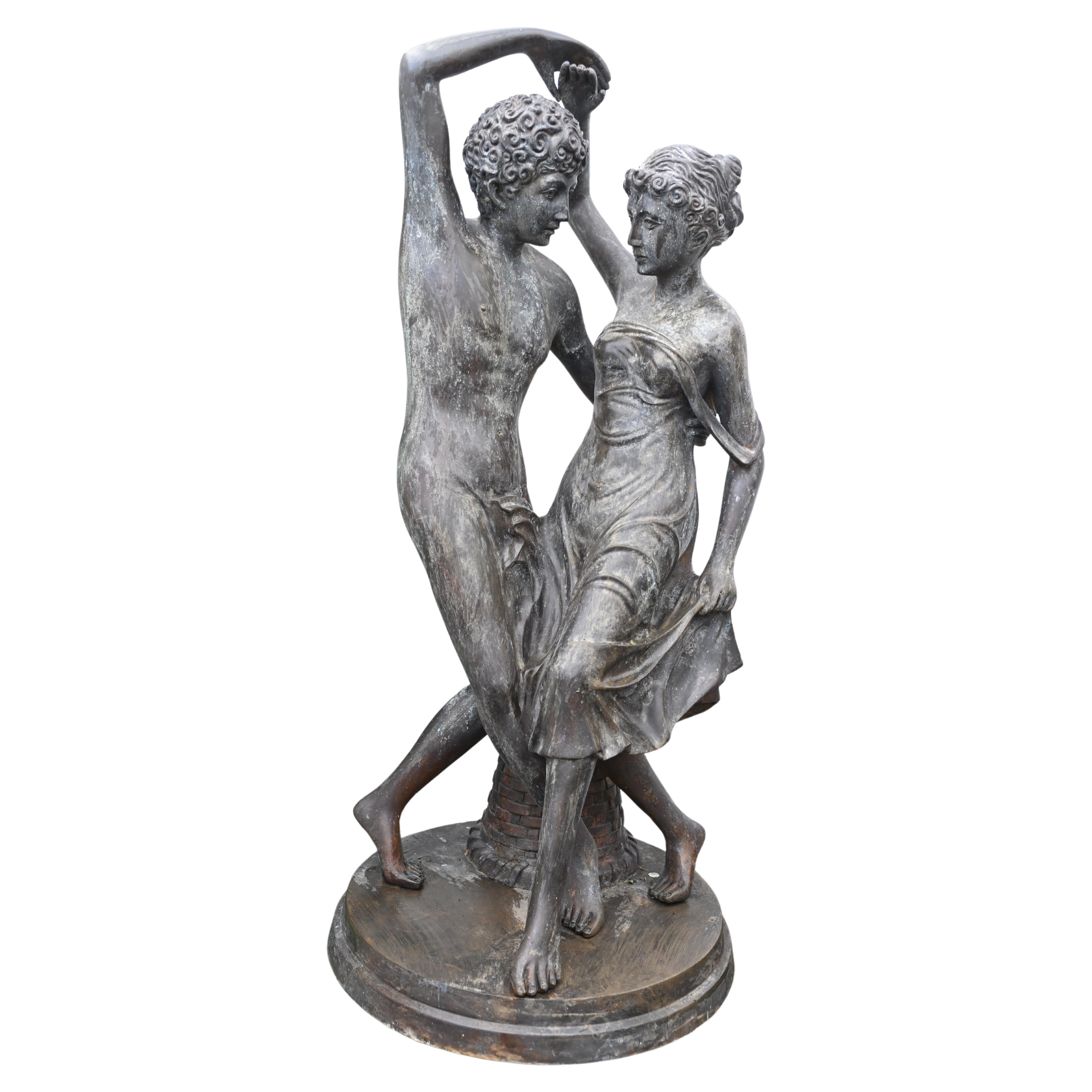 Estatua Romana de Bronce de los Amantes Danzantes Jardín Clásico Antigüedad